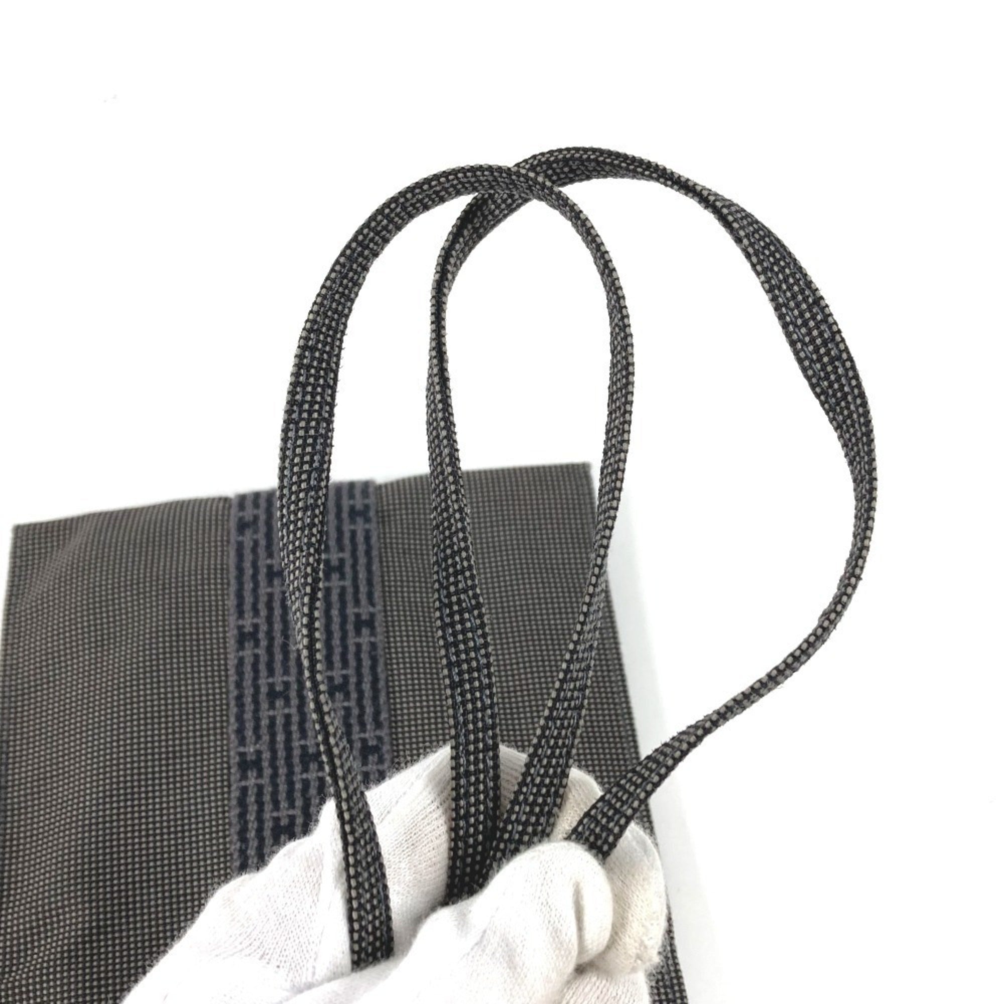 Hermes Her Line Gray Canvas Pochette Shoulder Bag (Pre-Owned)