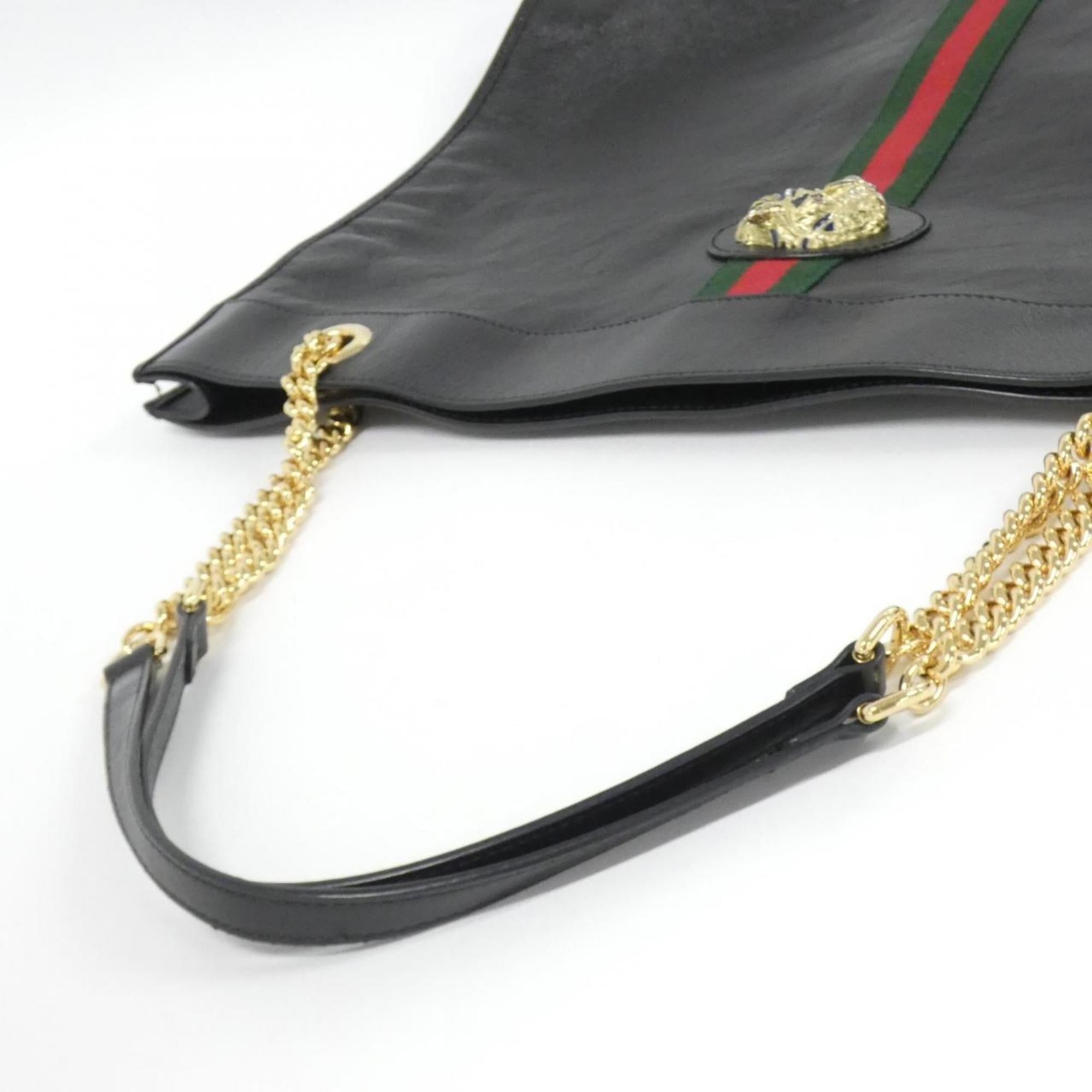 Gucci Black Leather Handbag Tote Bag (Pre-Owned)