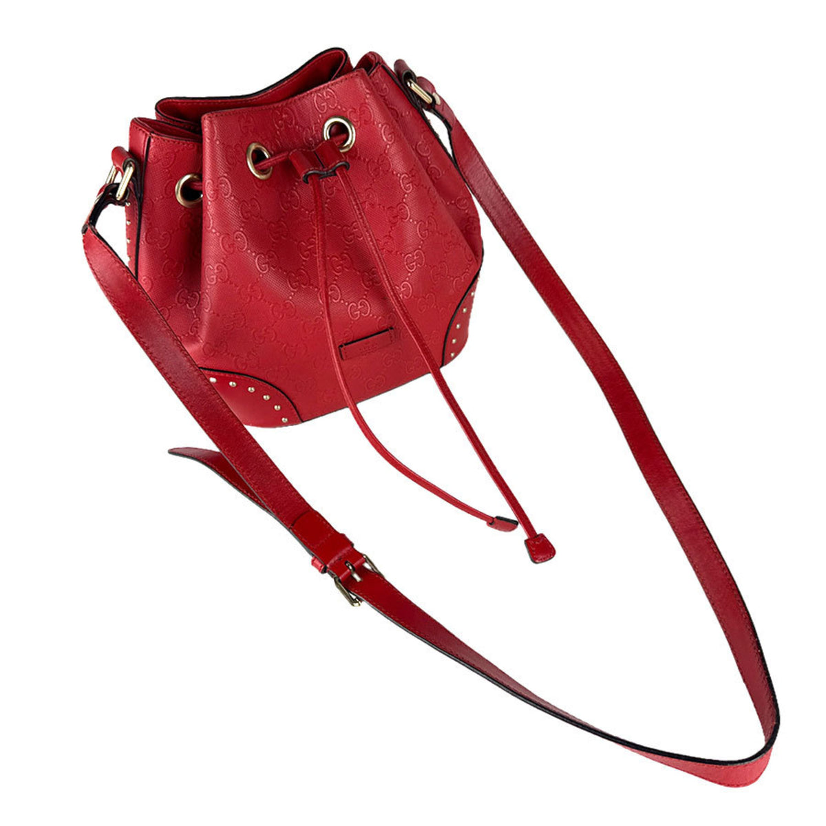 Gucci Red Color Leather Shoulder Bag (Pre-Owned)