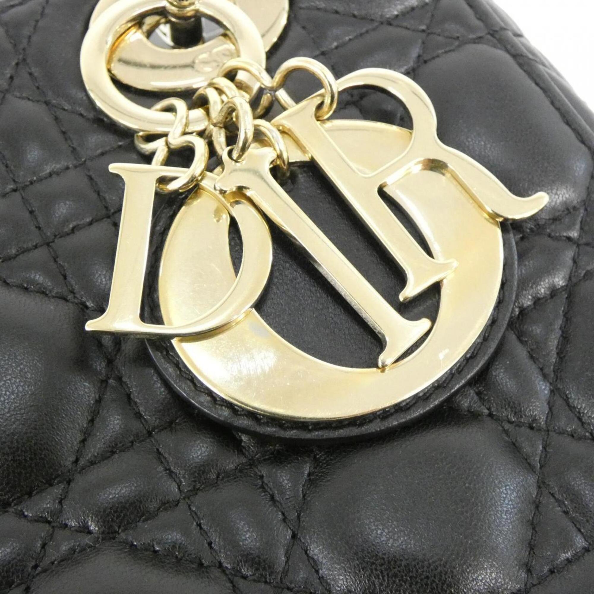 Christian Dior Lady Dior Black Leather Handbag (Pre-Owned)