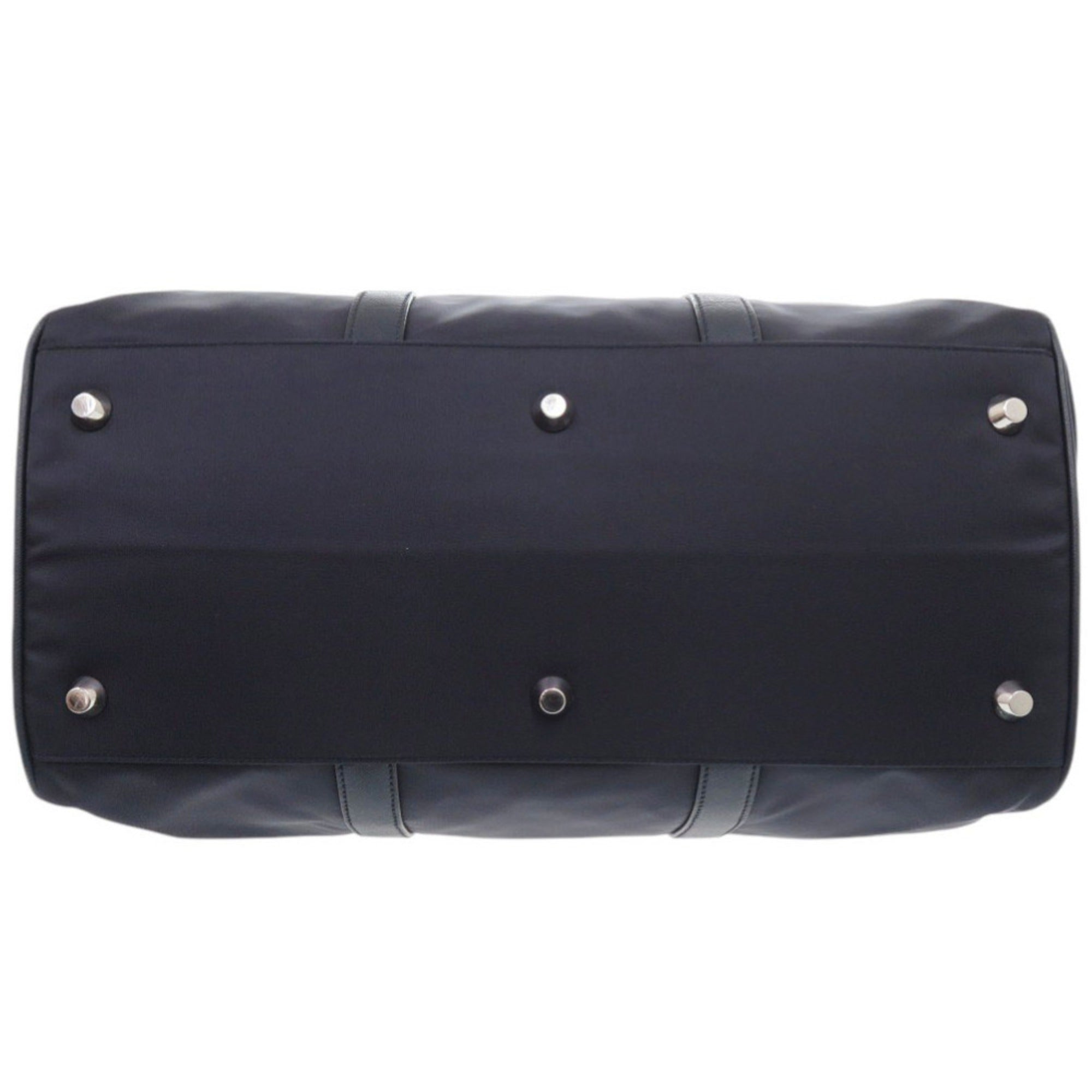 Prada Navy Nylon Leather Boston Bag (Pre-Owned)