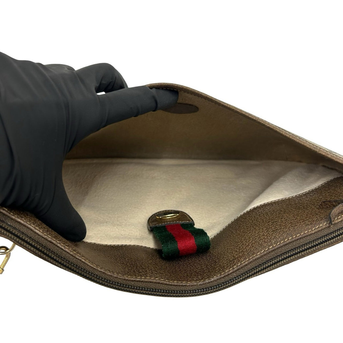 Gucci Brown Green Red Color Pvc Leather Shoulder Bag (Pre-Owned)