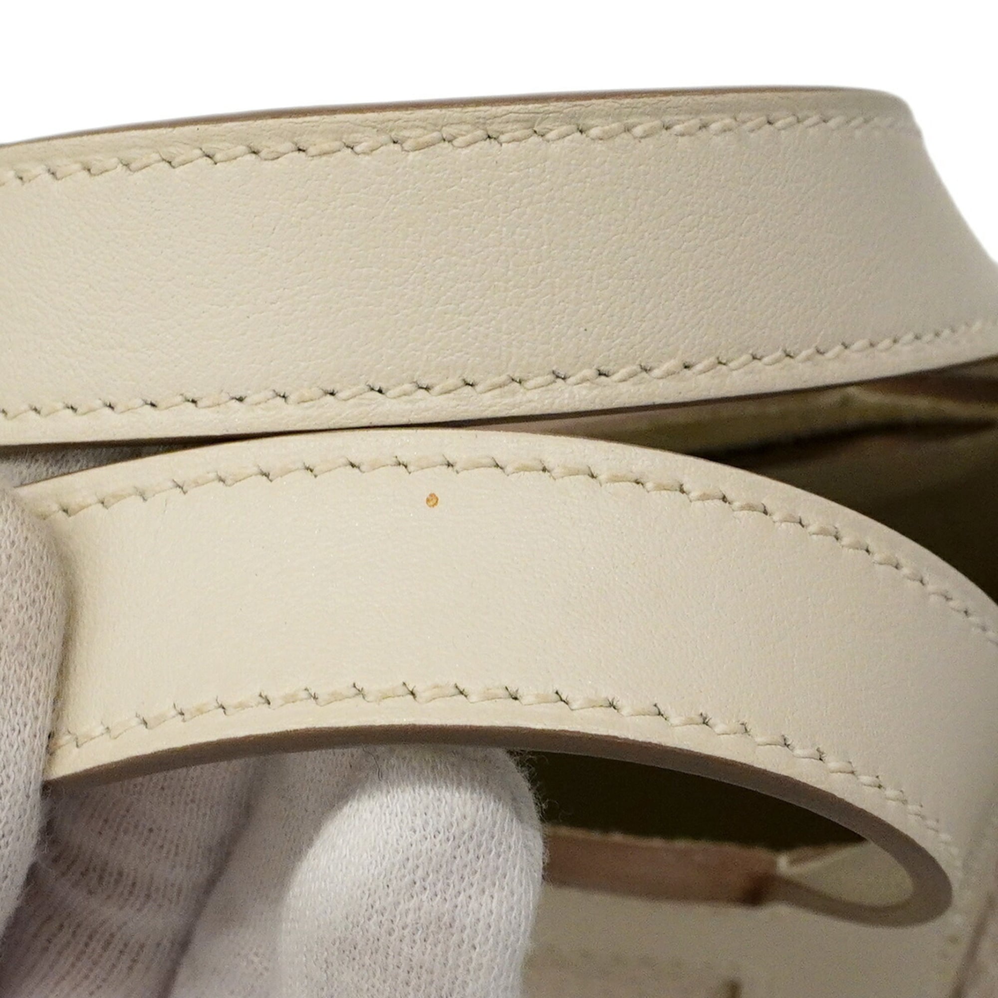 Hermes White Taurillon Clemence Leather Handbag (Pre-Owned)