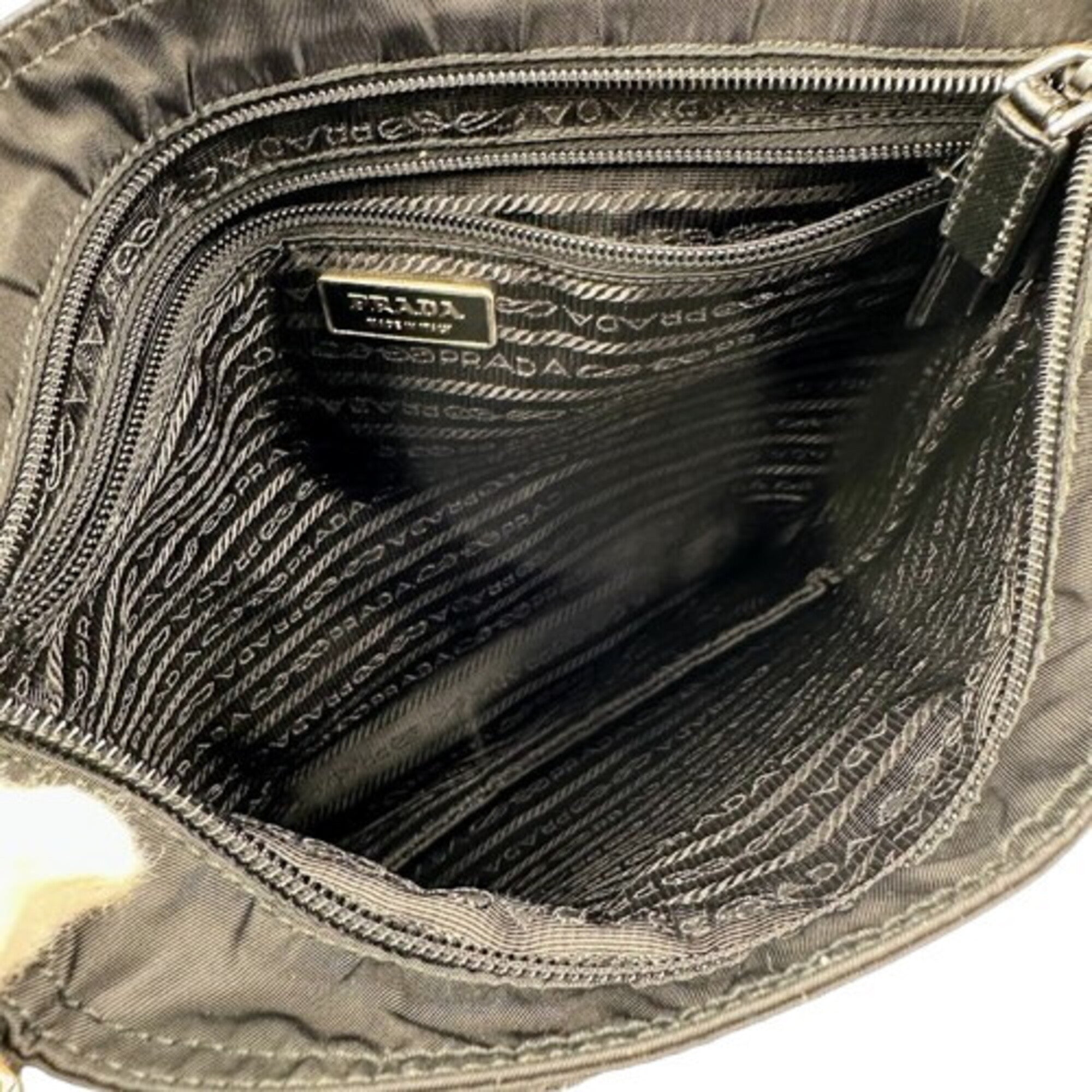 Prada Black Nylon Saffiano Triangle Shoulder Bag (Pre-Owned)
