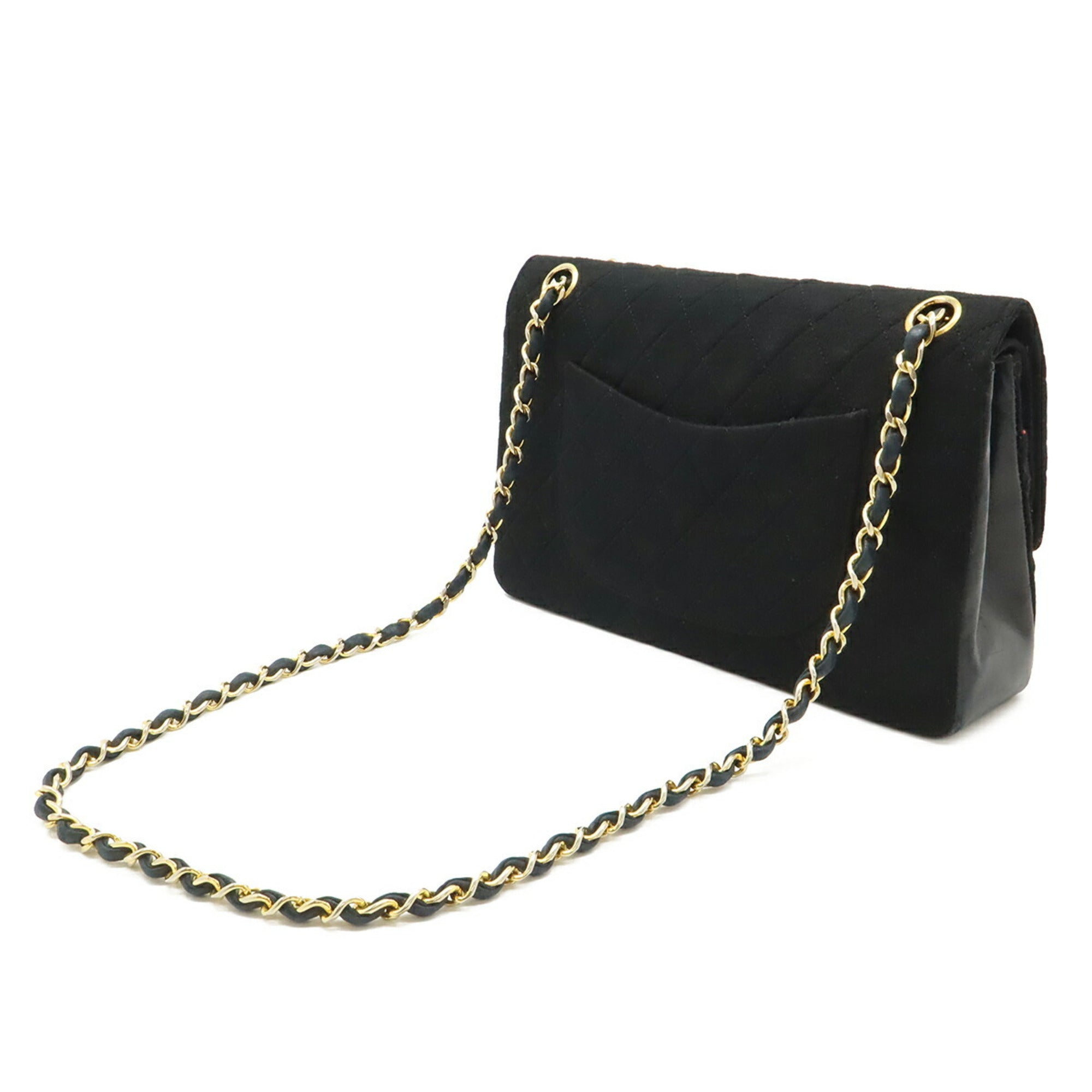 Chanel Matelasse Black Cotton Jacquard Leather Shoulder Bag (Pre-Owned)