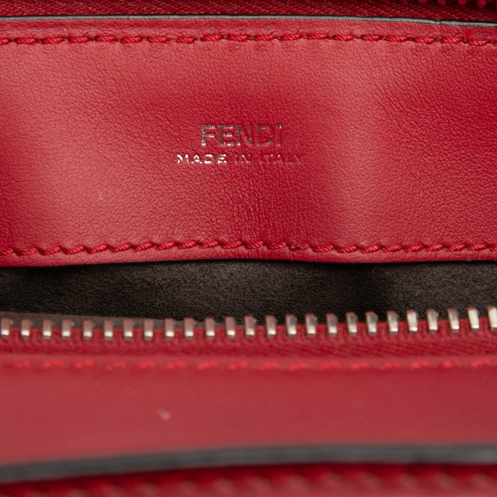 Fendi Red Color Leather Handbag Pouch Shoulder Bag (Pre-Owned)