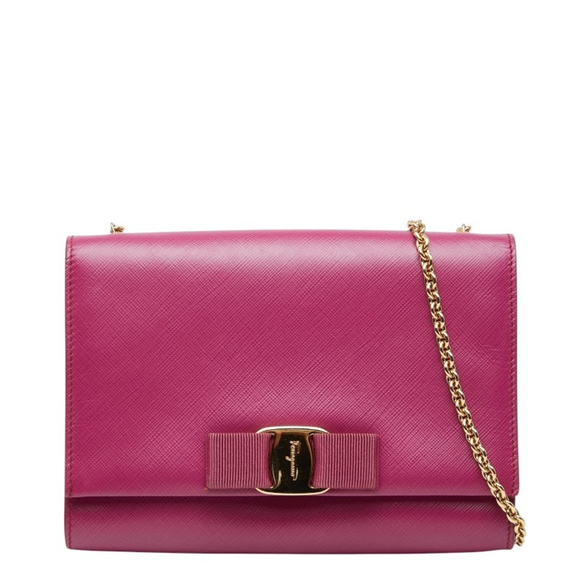 Salvatore Ferragamo Purple Leather Shoulder Bag (Pre-Owned)
