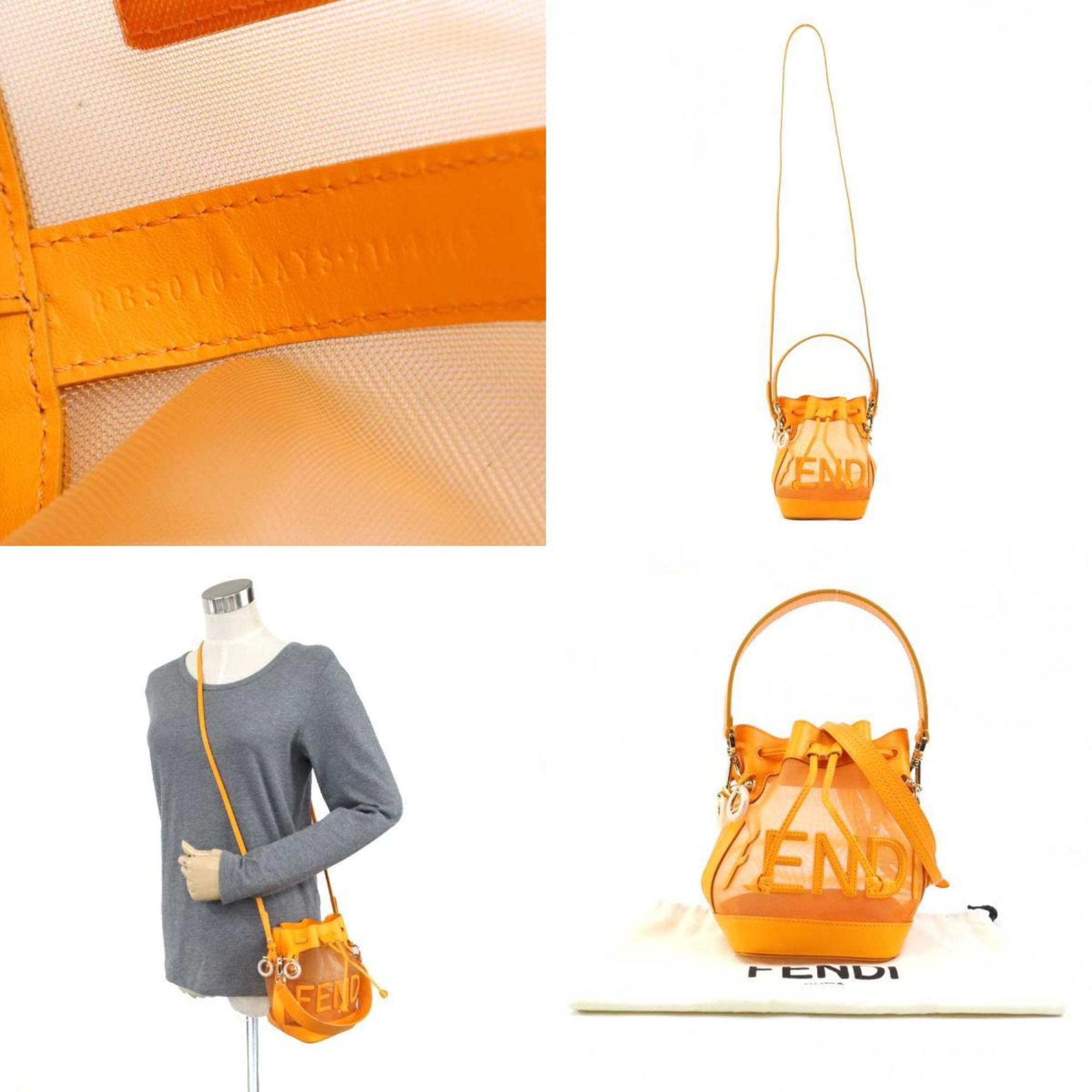 Fendi Orange Leather Mesh Handbag Shoulder Bag (Pre-Owned)