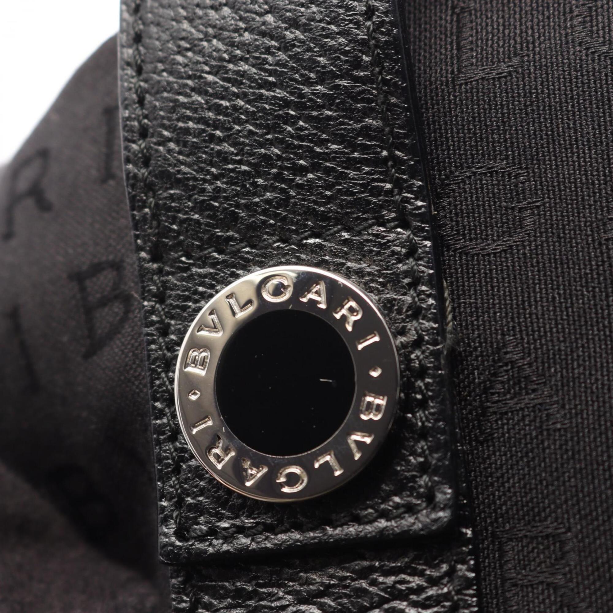 Bvlgari Black Canvas Leather Handbag Tote Bag (Pre-Owned)