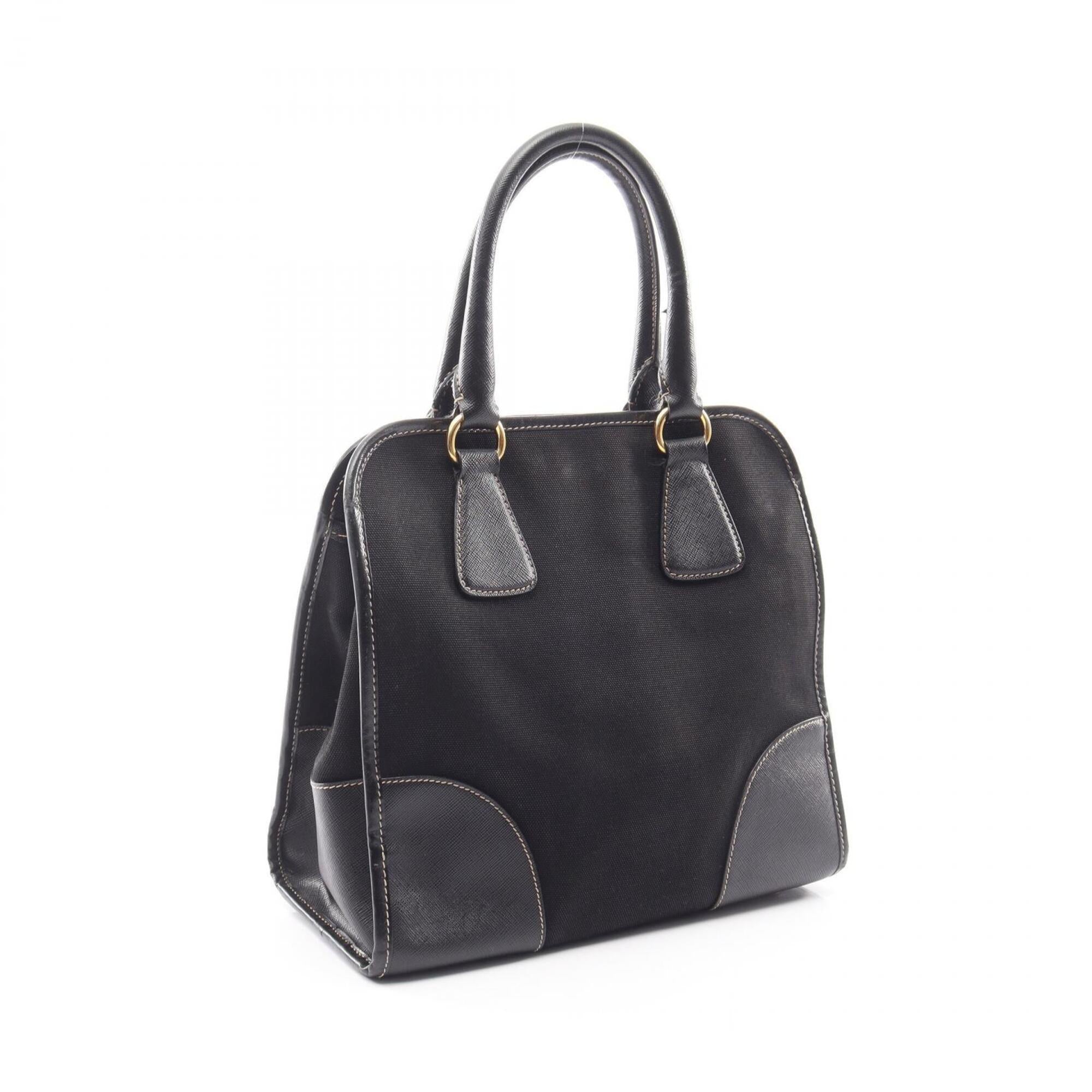 Prada Black Canvas Leather Handbag (Pre-Owned)