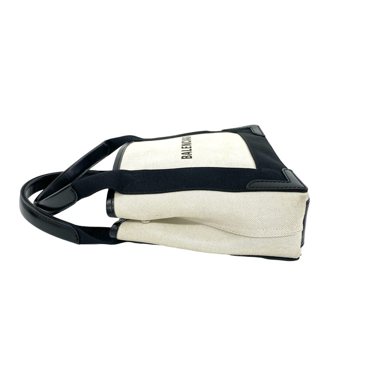 Balenciaga Black White Canvas Leather Handbag Pouch Tote Bag (Pre-Owned)