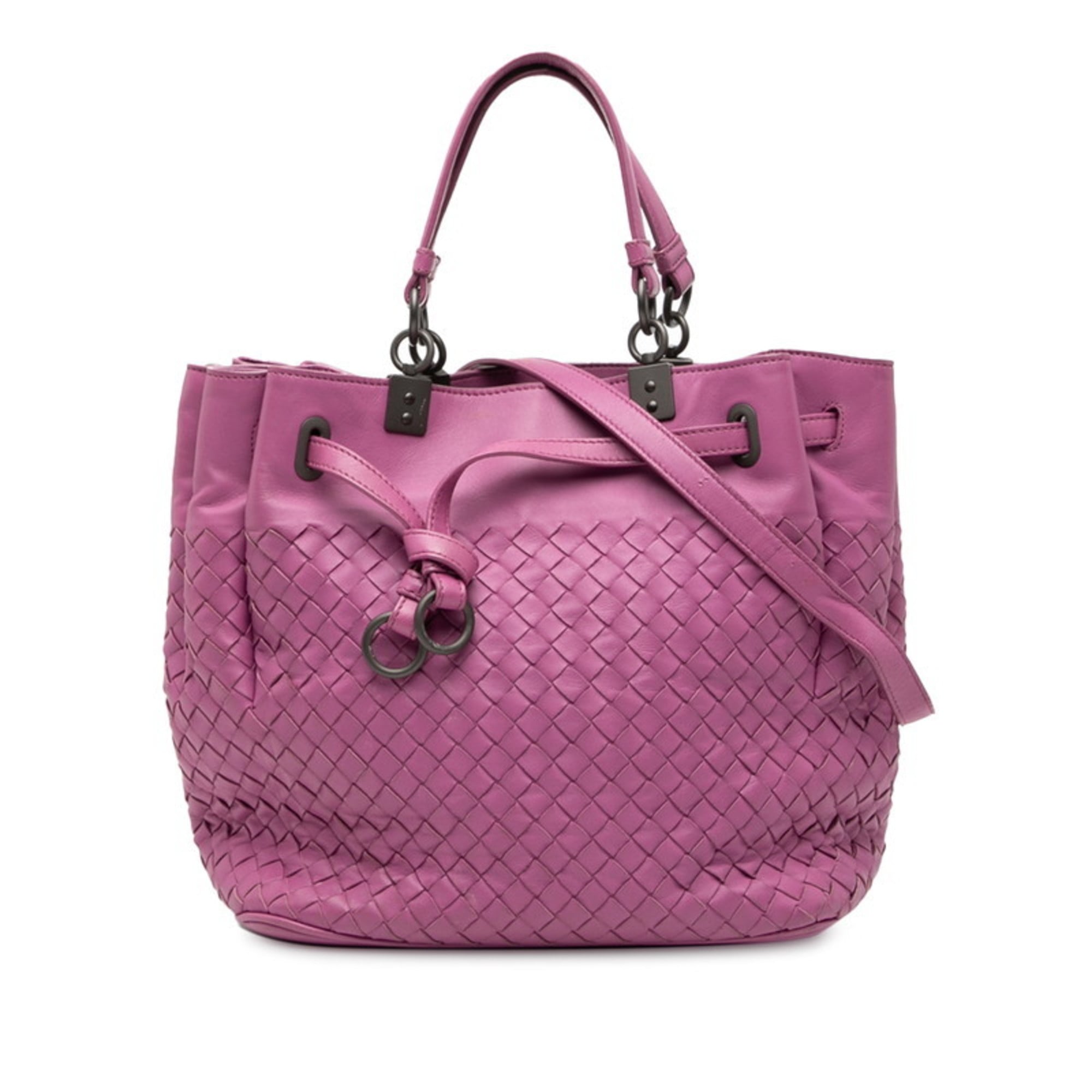 Bottega Veneta Purple Leather Handbag Shoulder Bag (Pre-Owned)