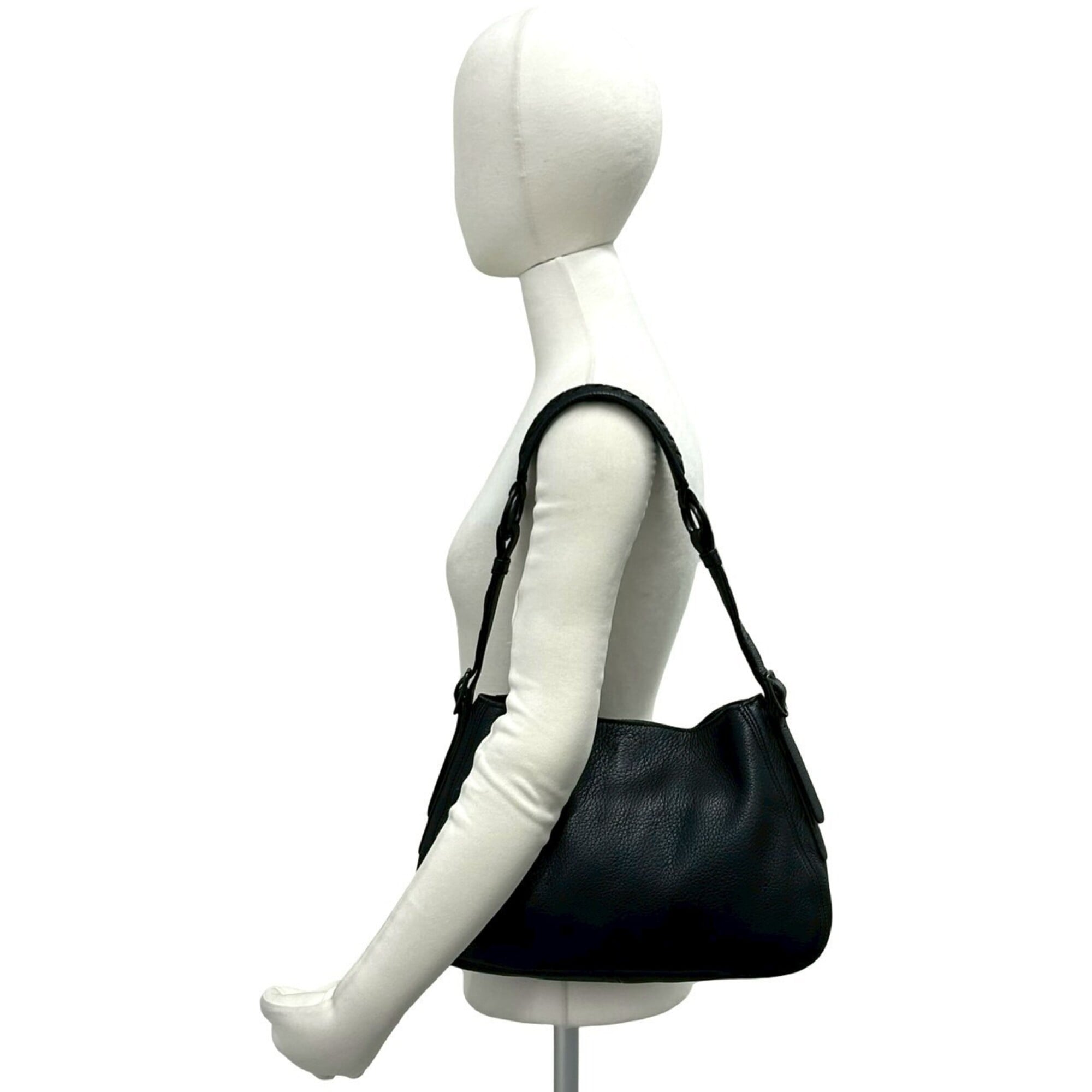 Bottega Veneta Black Leather Shoulder Bag Tote Bag (Pre-Owned)