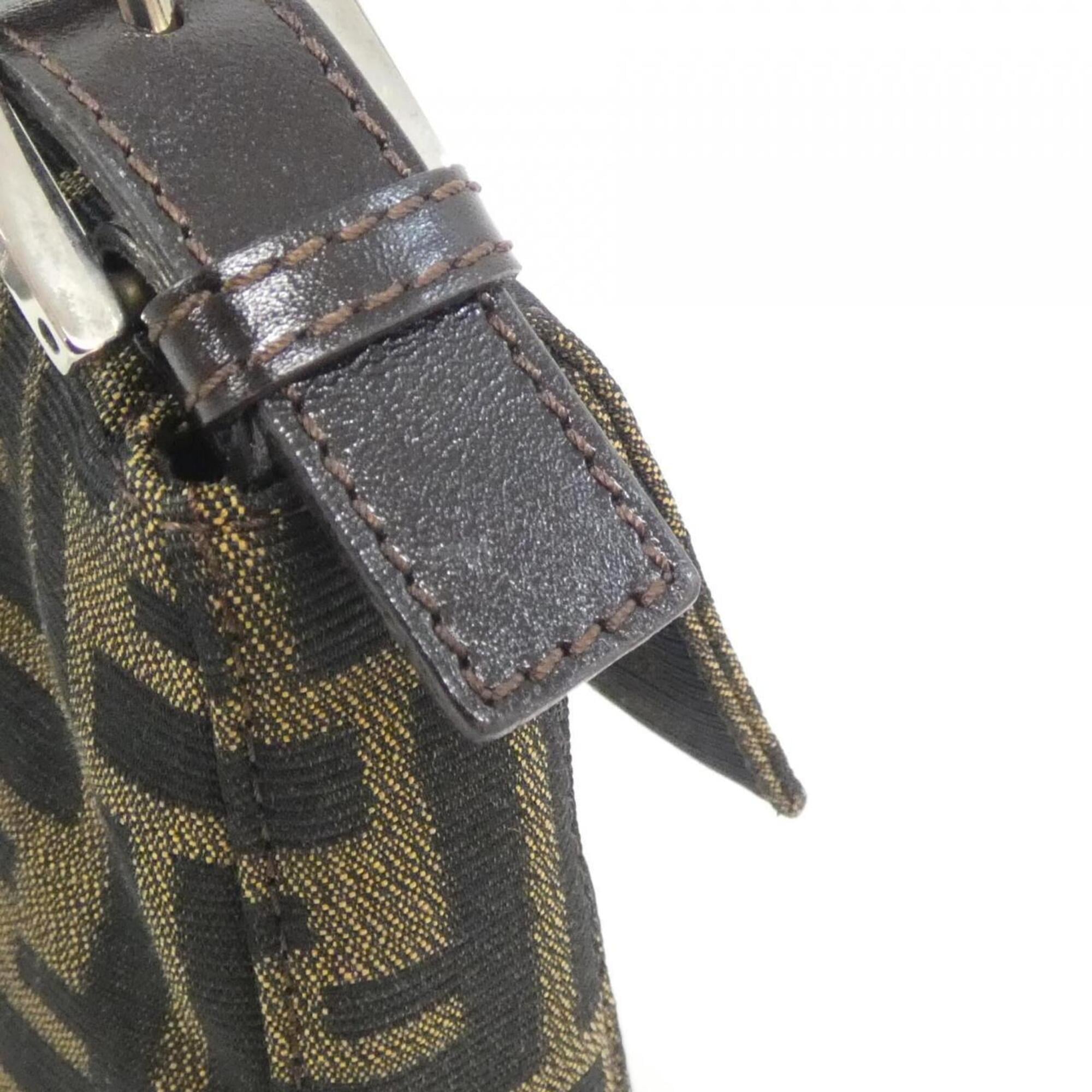 Fendi Baguette Brown Canvas Shoulder Bag (Pre-Owned)