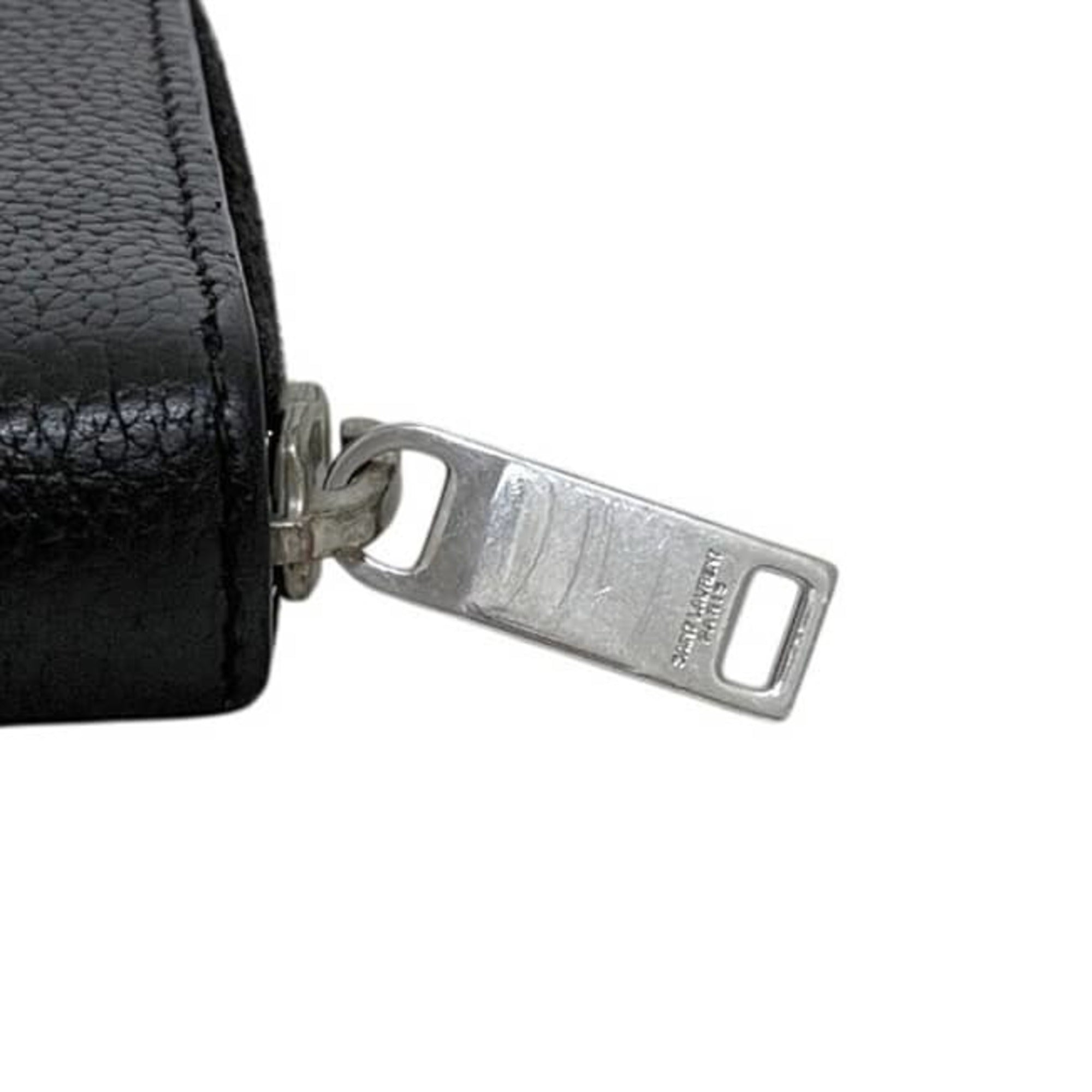 Saint Laurent Black Leather Long Wallet (Bi-Fold) (Pre-Owned)