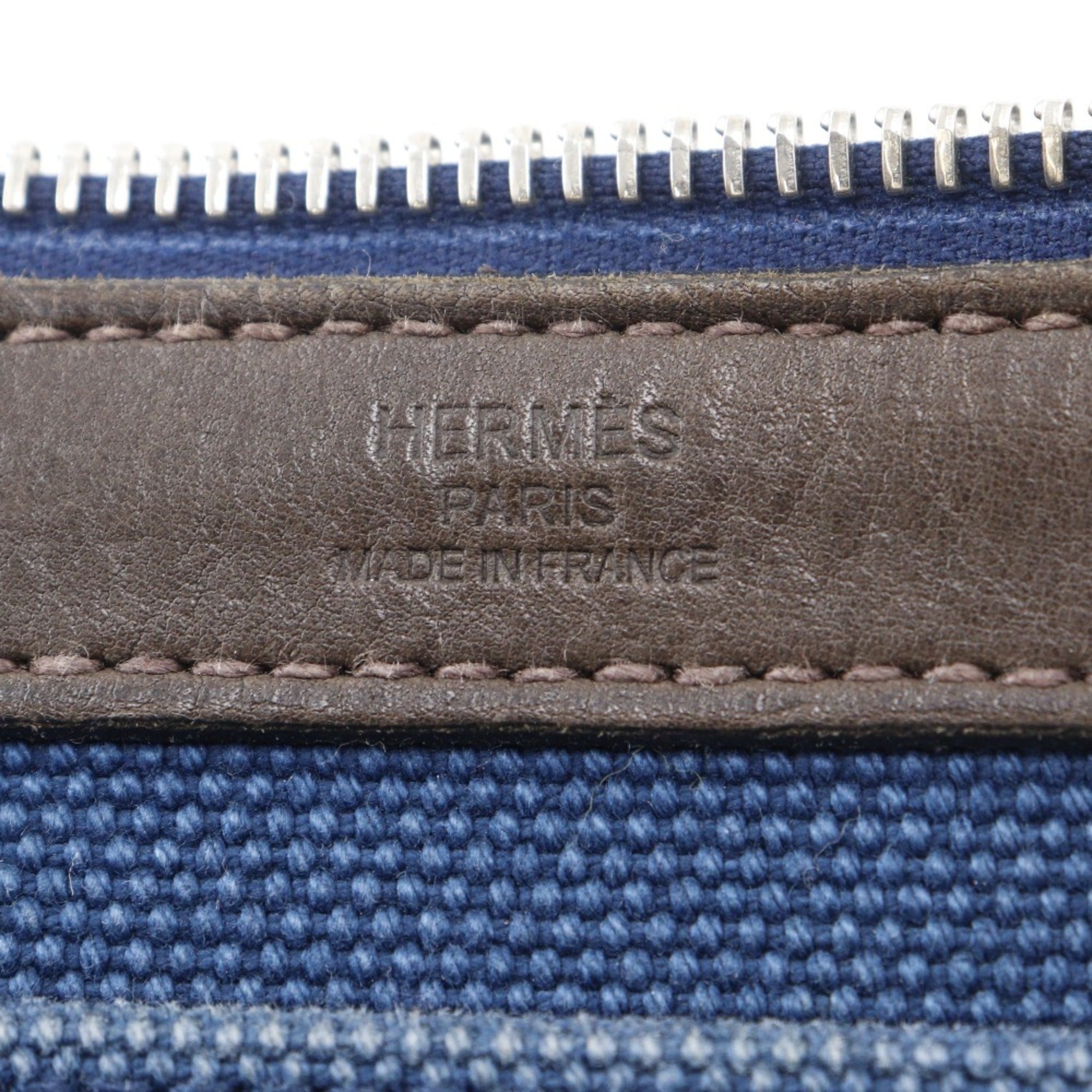Hermes Navy Canvas Handbag (Pre-Owned)