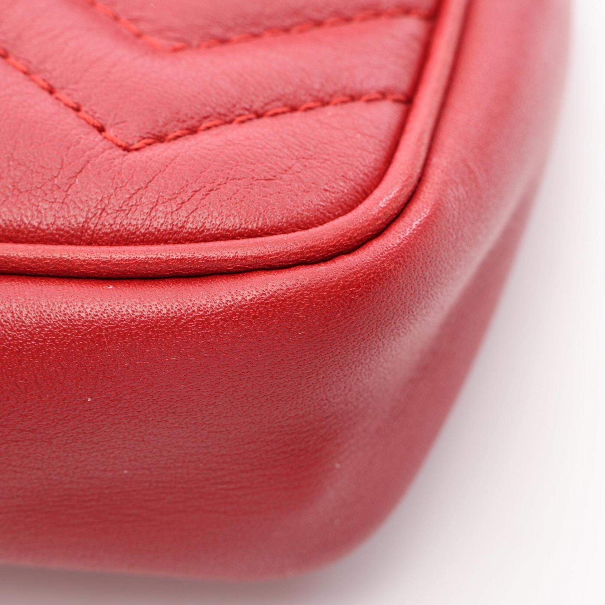 Gucci Red Color Leather Handbag Shoulder Bag (Pre-Owned)