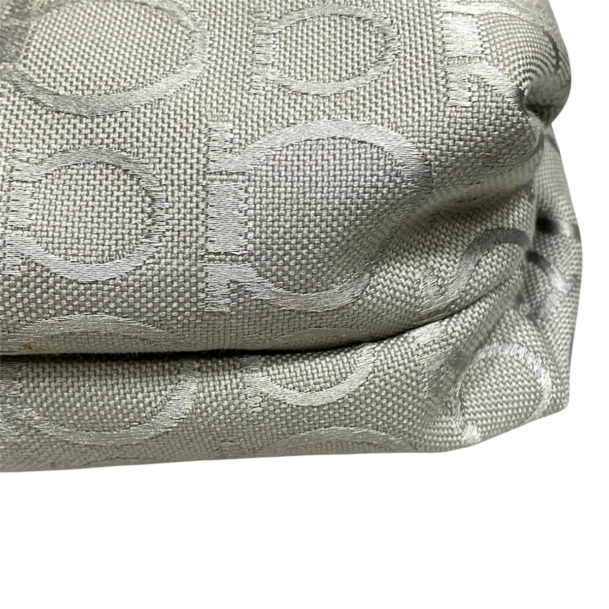 Salvatore Ferragamo Gancini Silver Canvas Handbag (Pre-Owned)