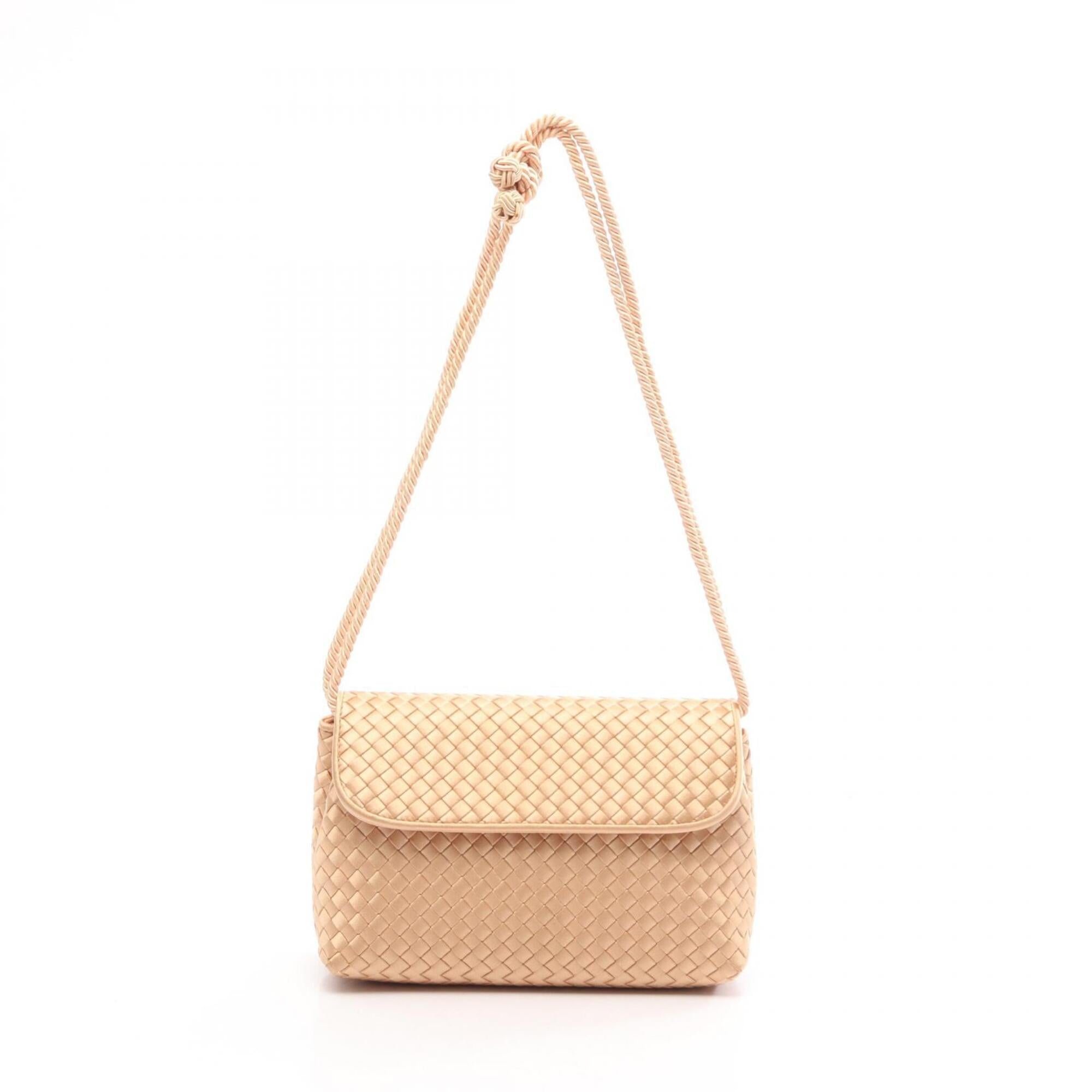 Bottega Veneta Gold Fabric Handbag Shoulder Bag (Pre-Owned)