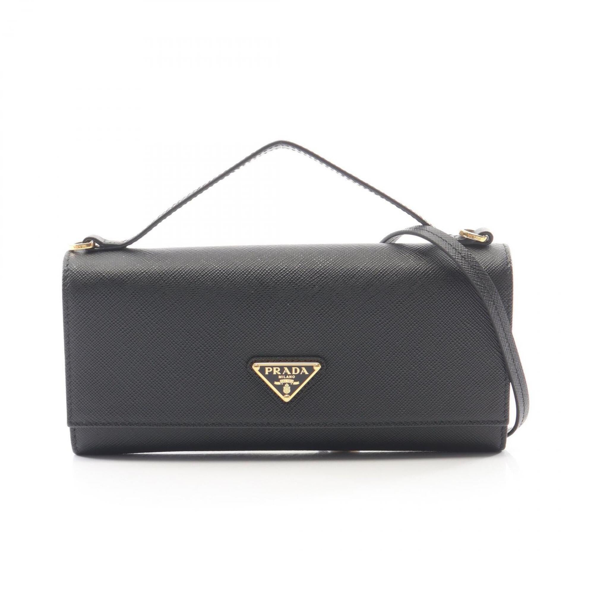 Prada Black Leather Handbag Shoulder Bag (Pre-Owned)