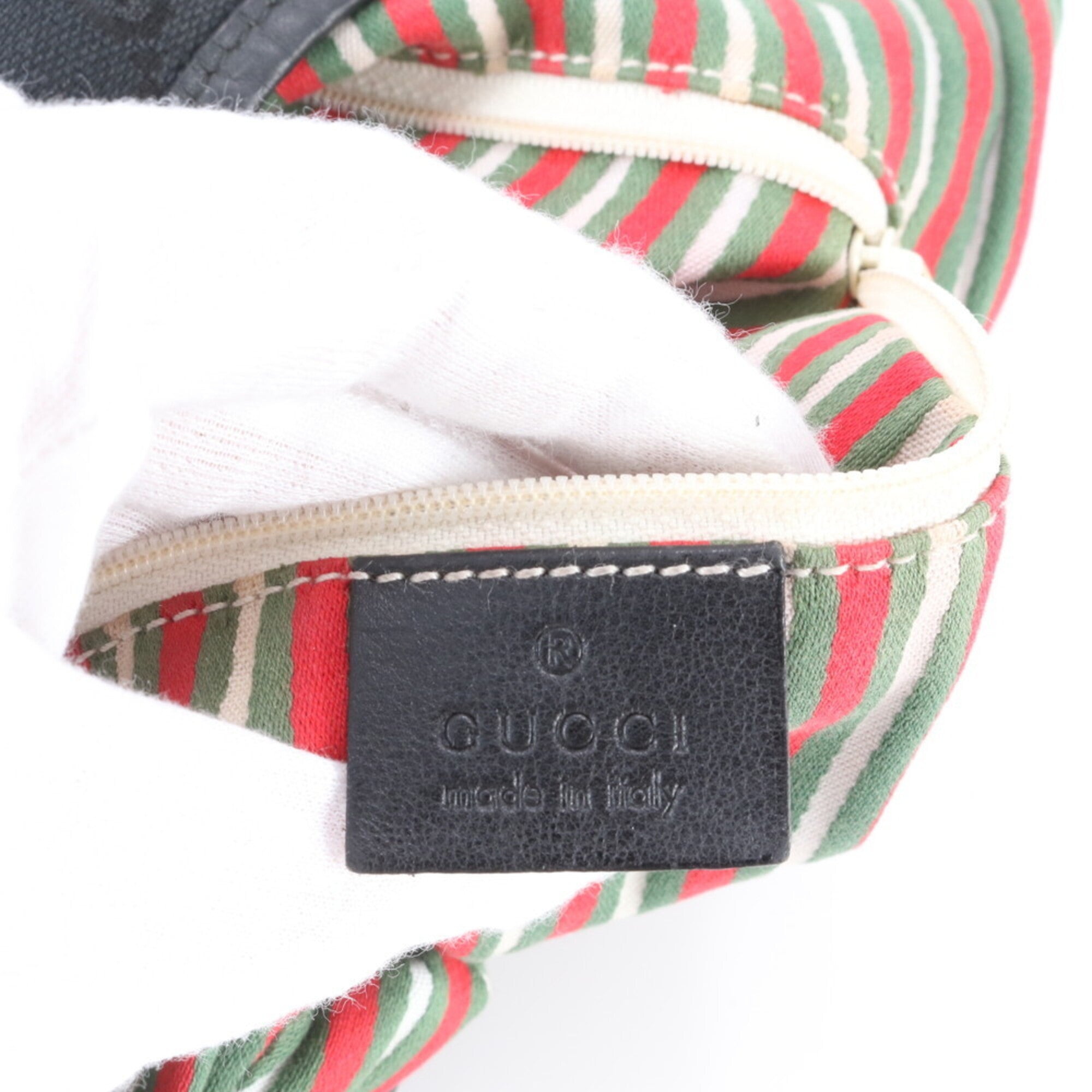 Gucci Gg Canvas Black Leather Canvas Shoulder Bag (Pre-Owned)