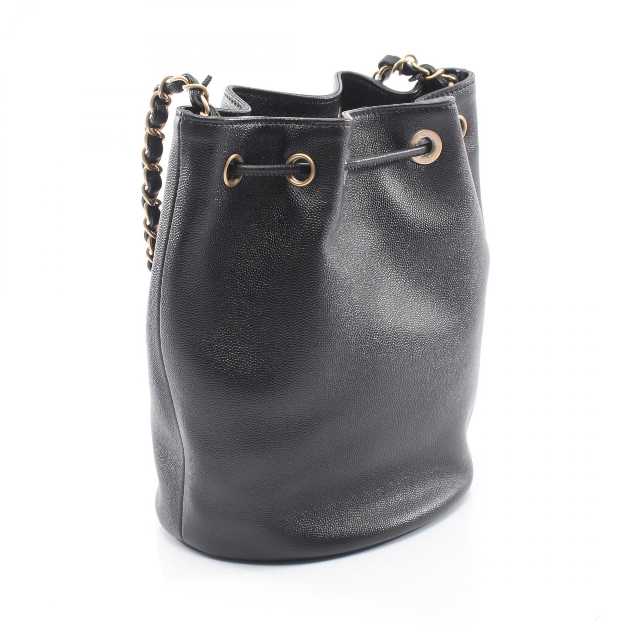 Chanel Black Grained Calfskin Handbag Shoulder Bag (Pre-Owned)