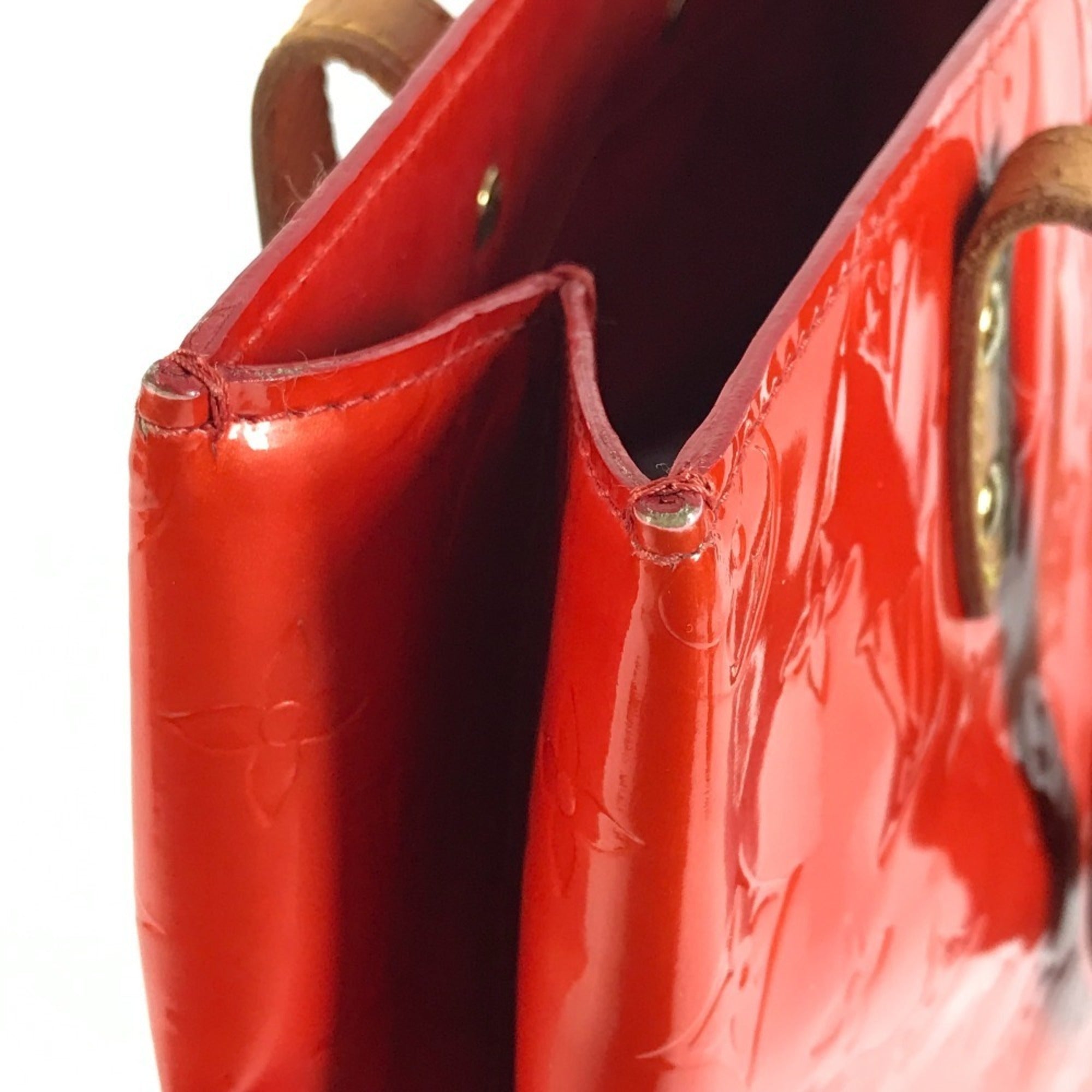 Louis Vuitton Red Color Rouge Monogram Vernis Shoulder Bag Tote Bag (Pre-Owned)