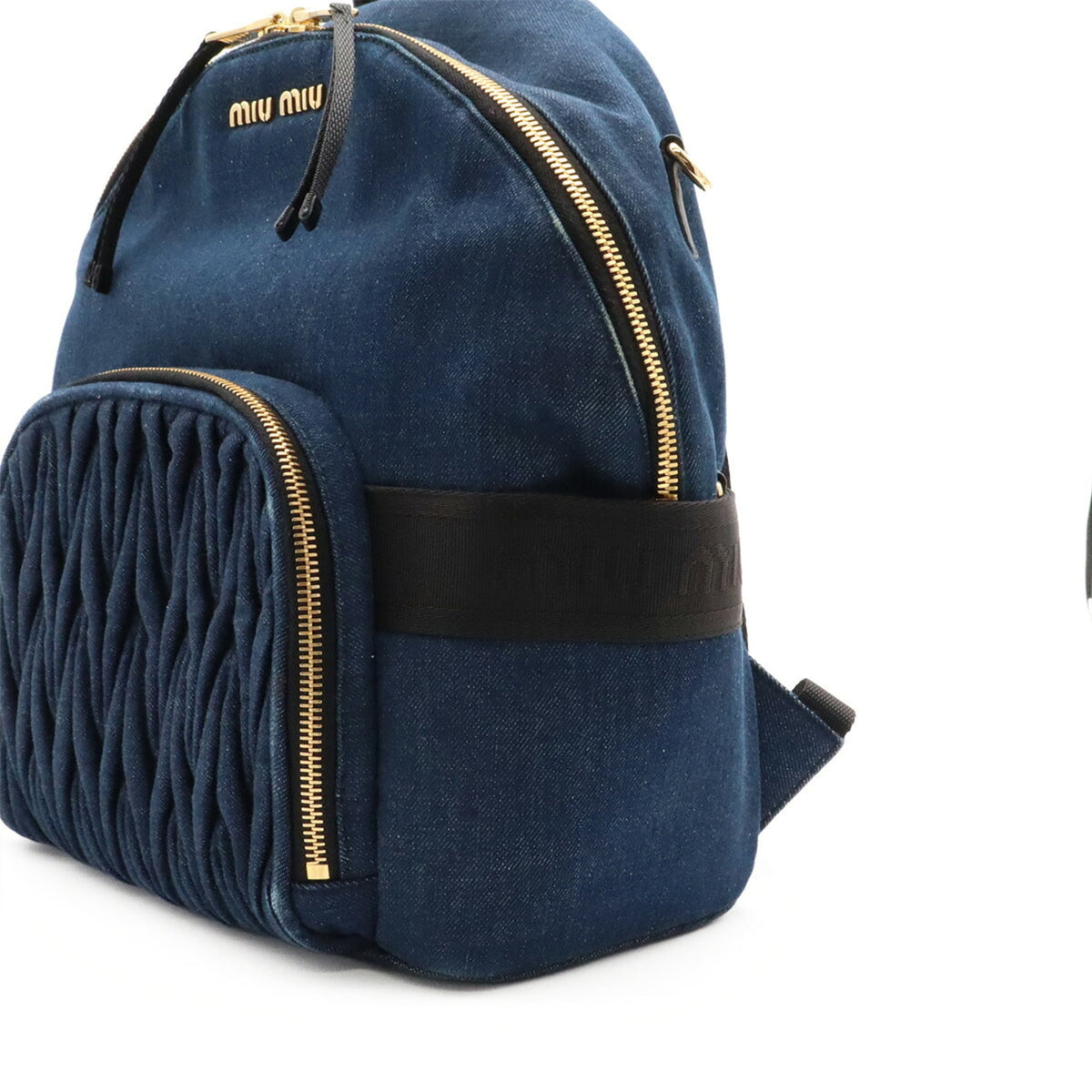 Miu Miu Blue Denim Leather Backpack (Pre-Owned)