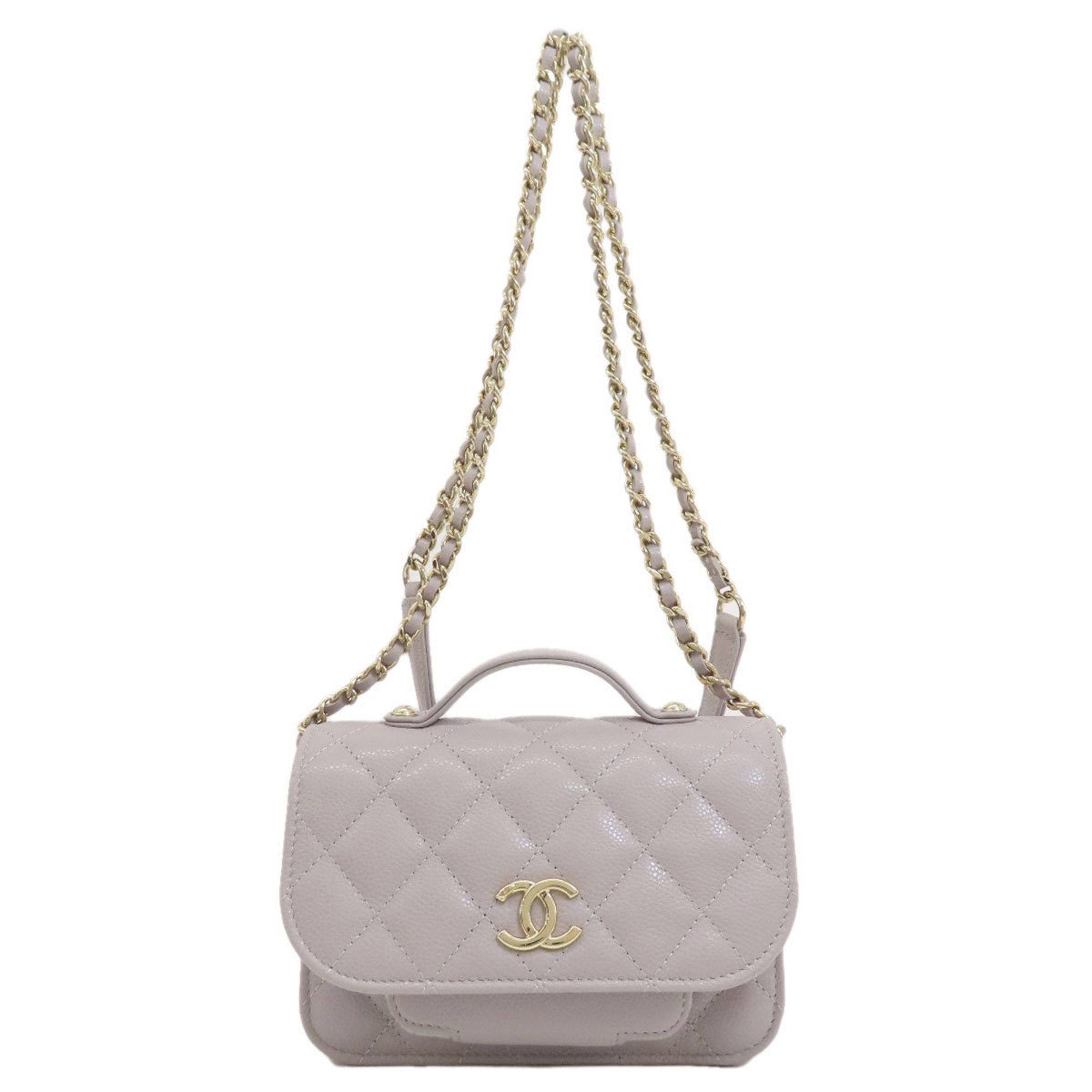 Chanel Gray Caviar Leather Chain/Shoulder Wallet (Pre-Owned)