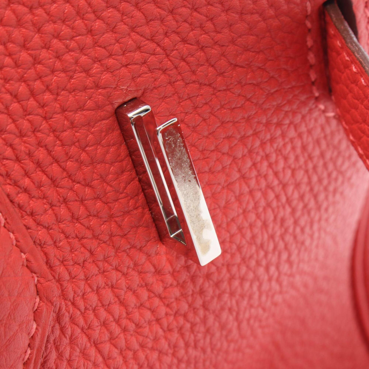 Hermes Red Color Togo Leather Leather Handbag (Pre-Owned)
