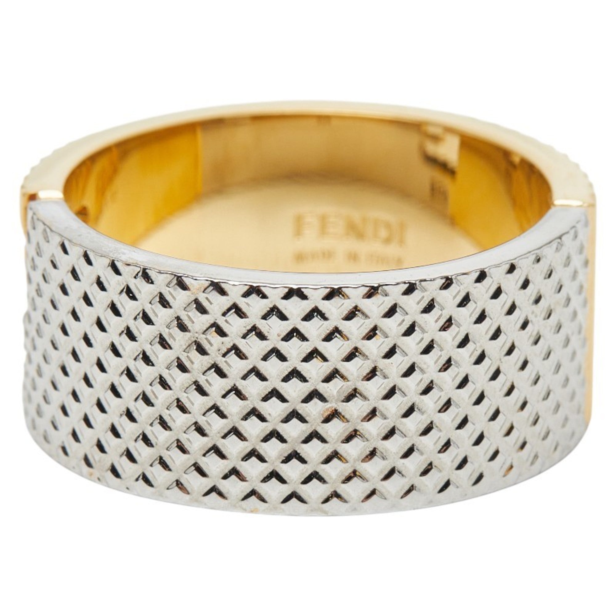 Fendi Gold Silver Gold Plating Metal Band Ring (Pre-Owned)
