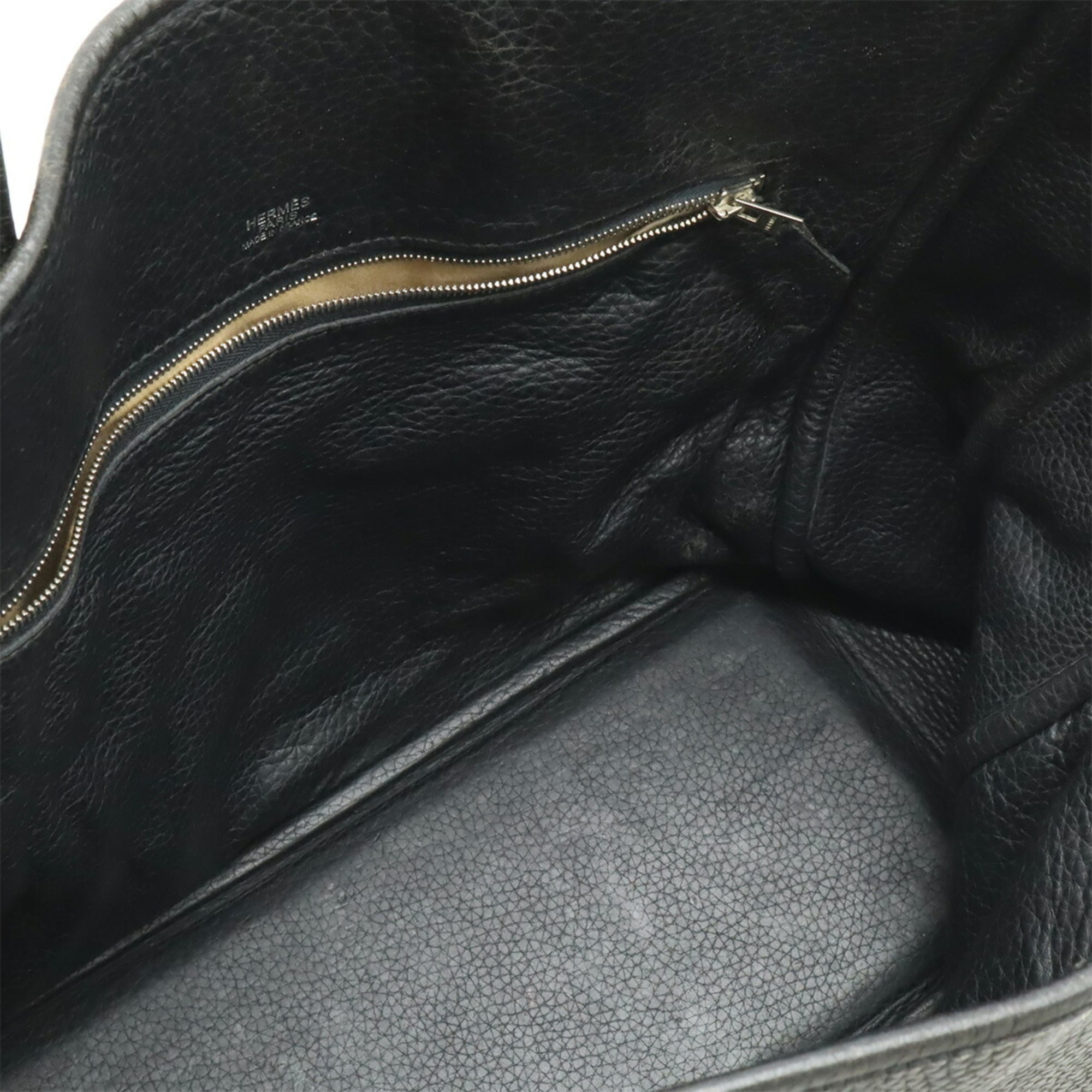 Hermes Noir Taurillon Clemence Leather Shoulder Bag Tote Bag (Pre-Owned)