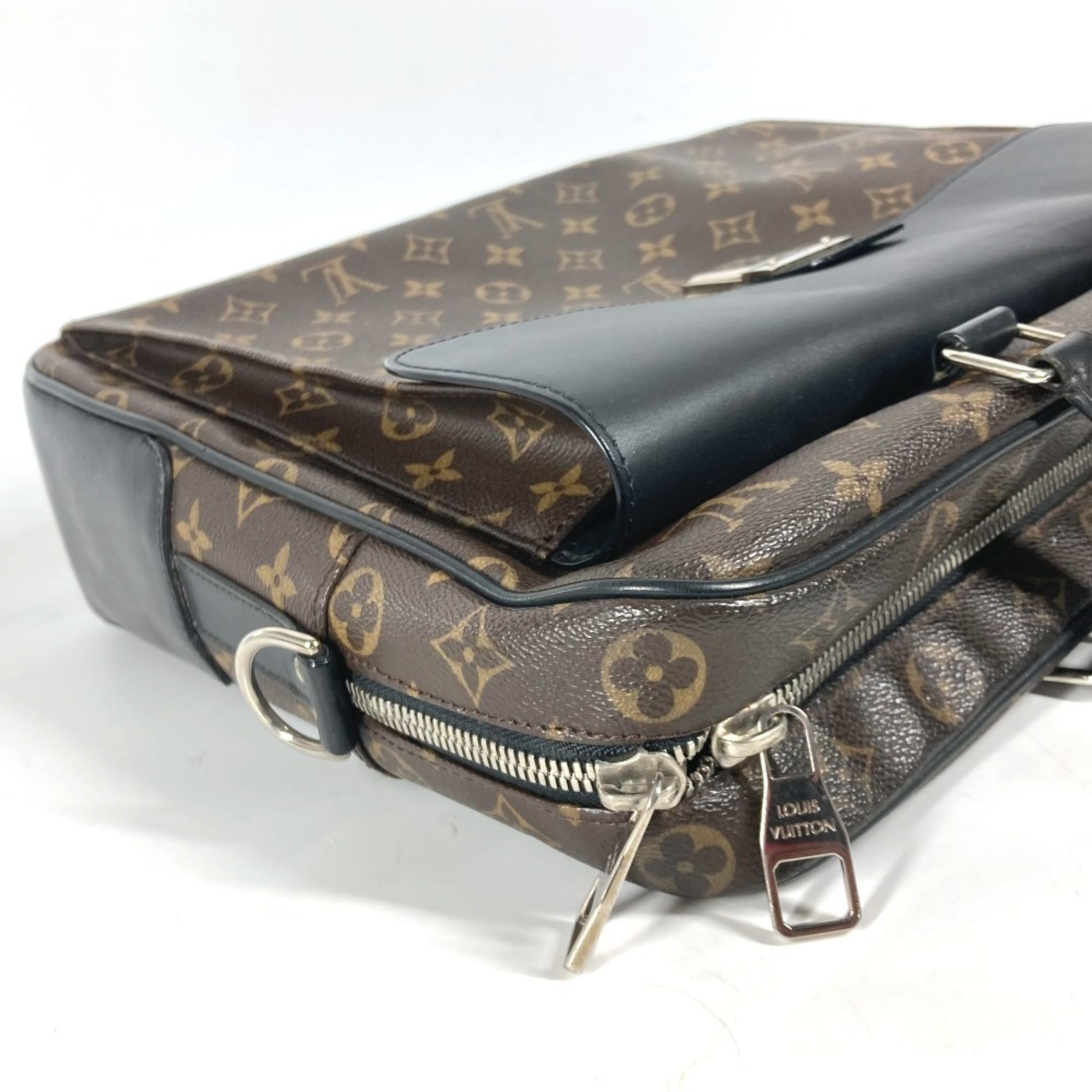 Louis Vuitton Black Brown Monogram Canvas Briefcase Shoulder Bag (Pre-Owned)