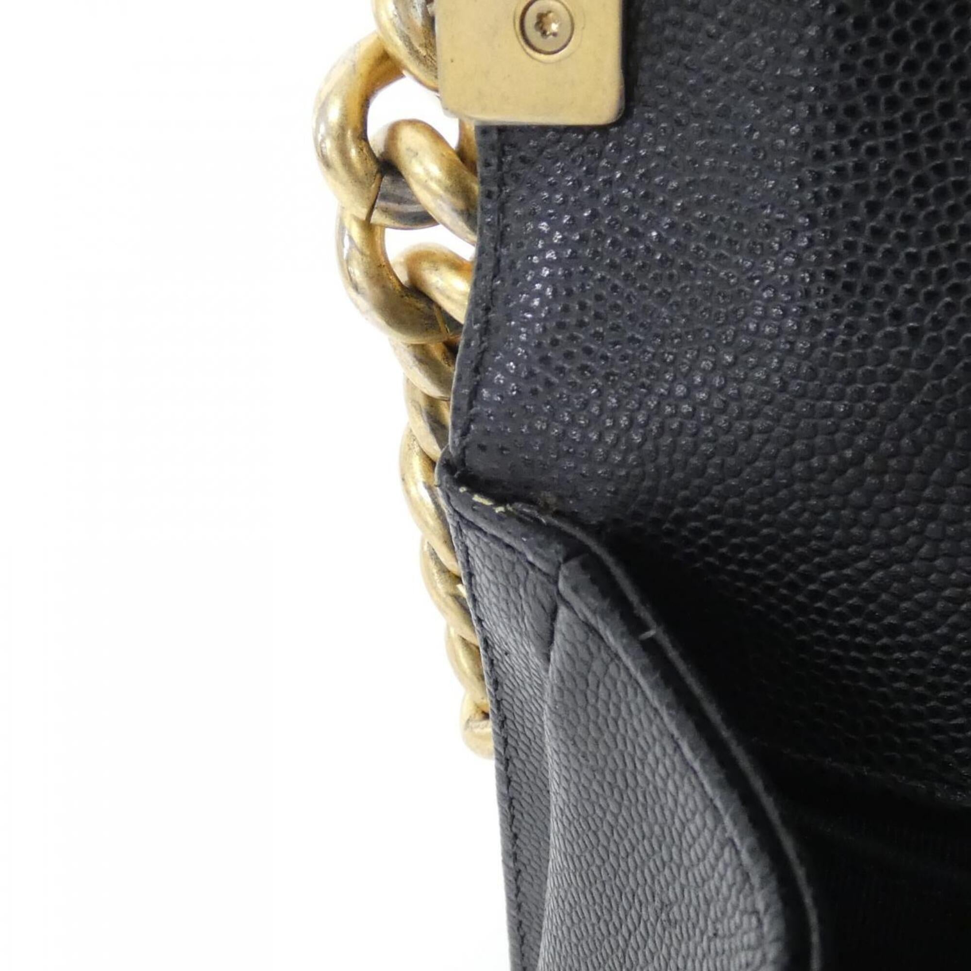 Chanel Black Grained Calfskin Shoulder Bag (Pre-Owned)