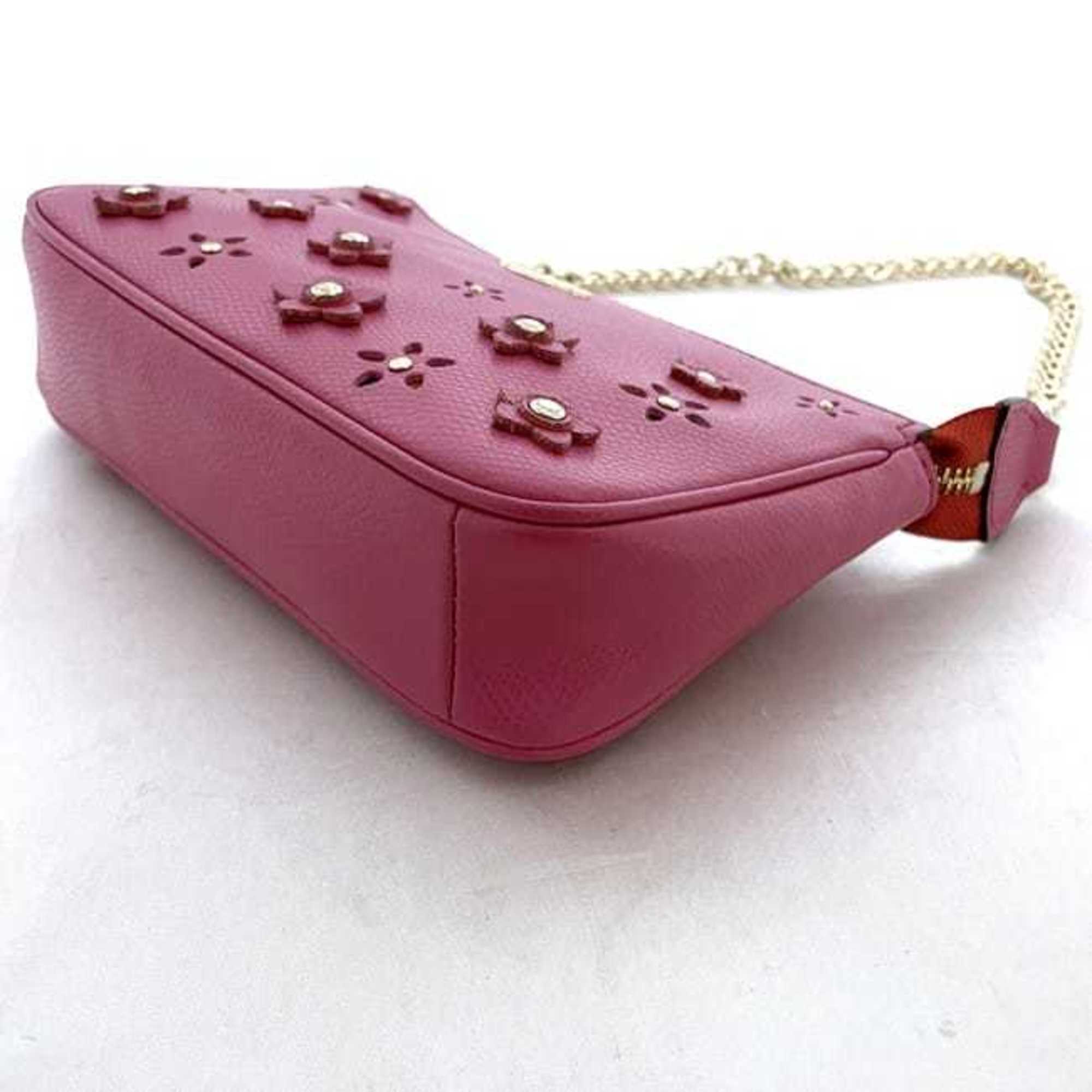 Coach Pink Pvc Leather Pouch (Pre-Owned)