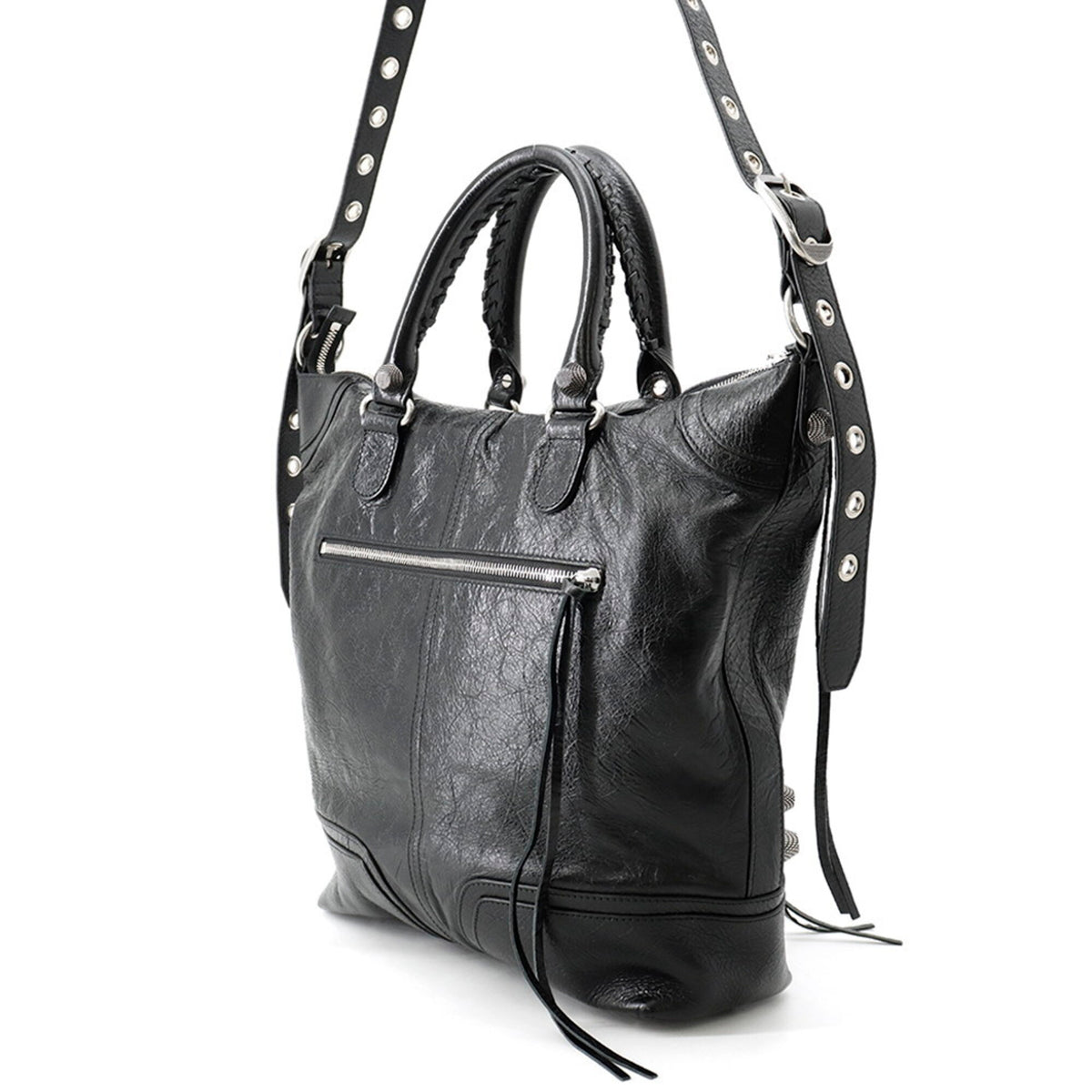 Balenciaga Black Leather Handbag Pouch Shoulder Bag (Pre-Owned)