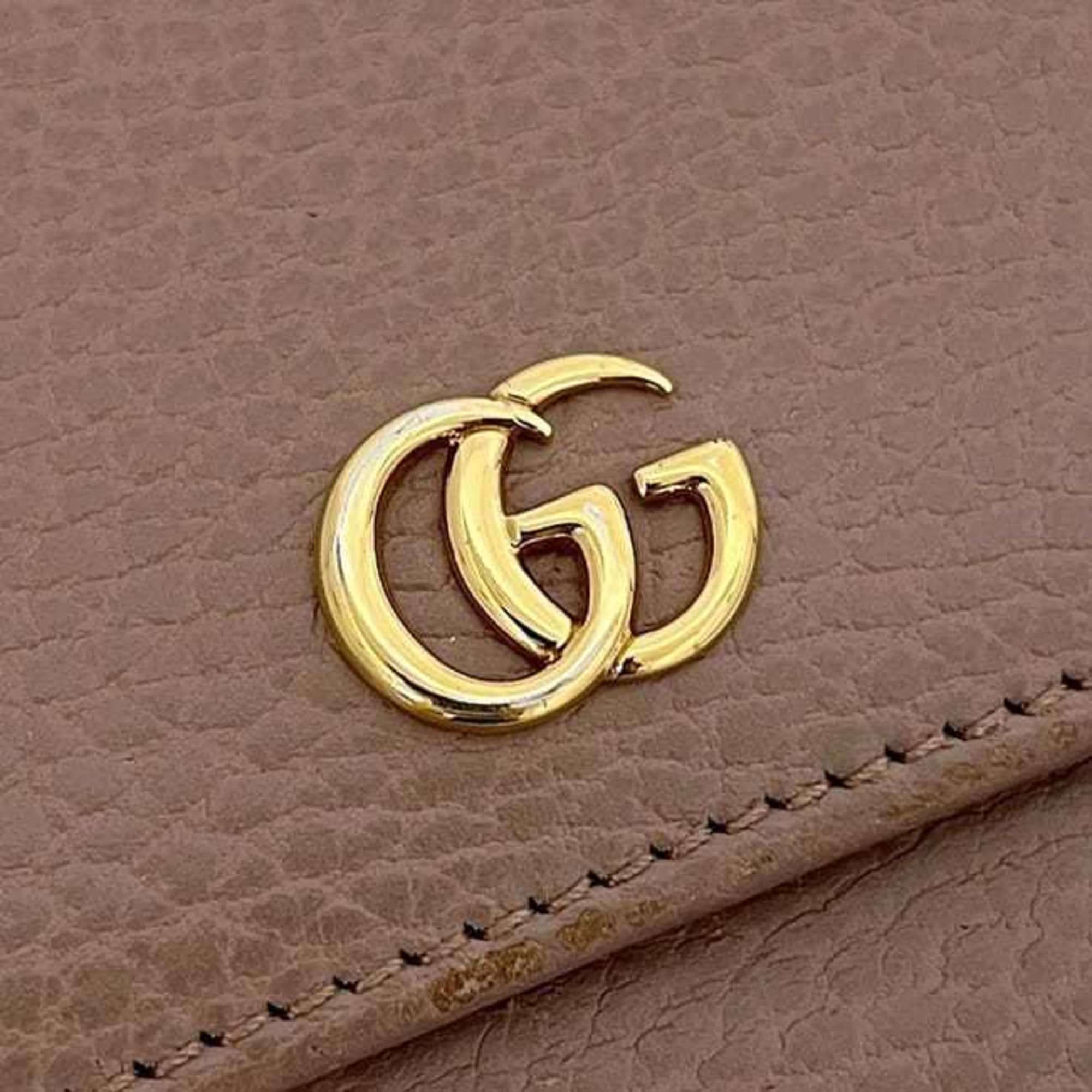 Gucci Pink Beige Leather Long Wallet (Bi-Fold) (Pre-Owned)
