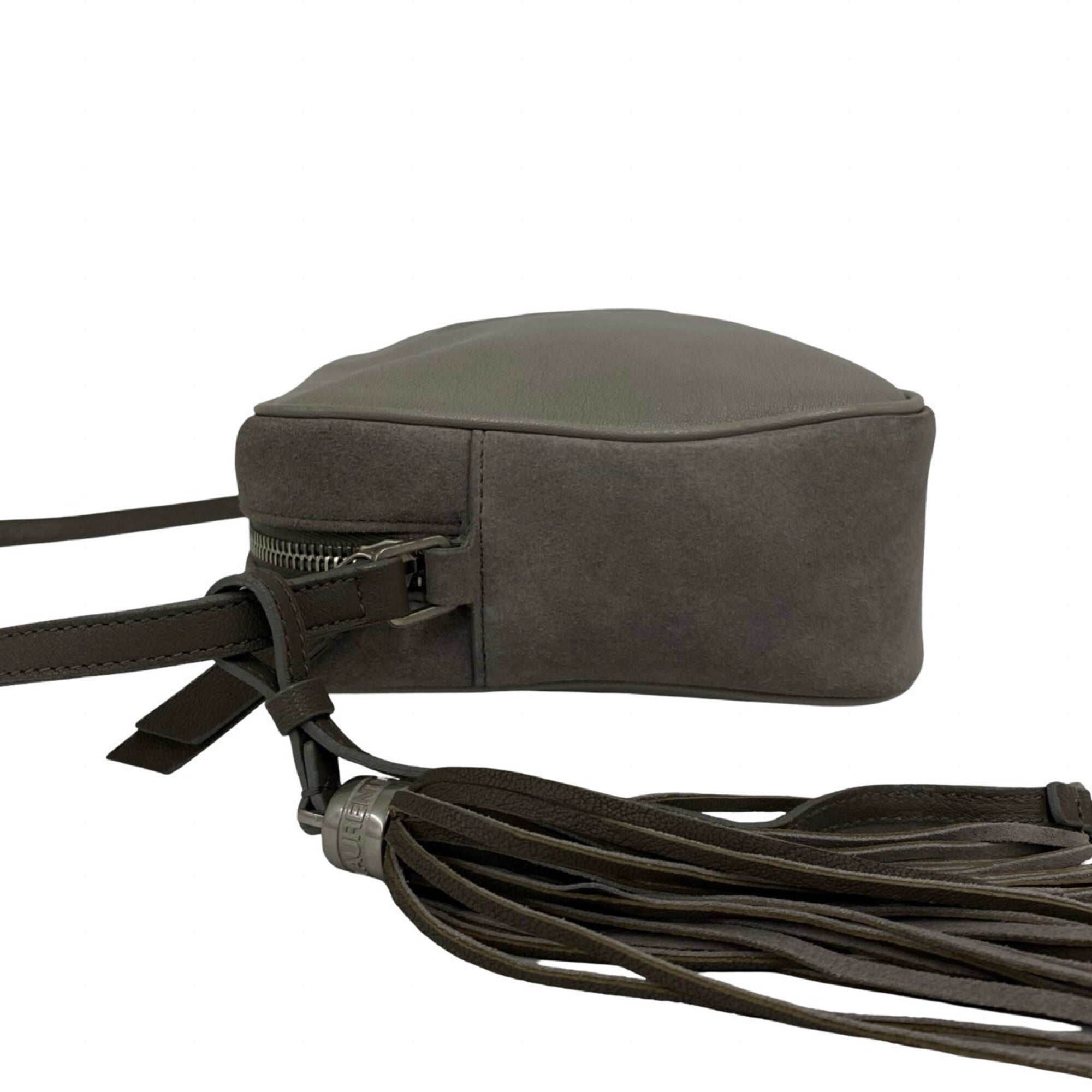 Saint Laurent Gray Leather Pochette Shoulder Bag (Pre-Owned)