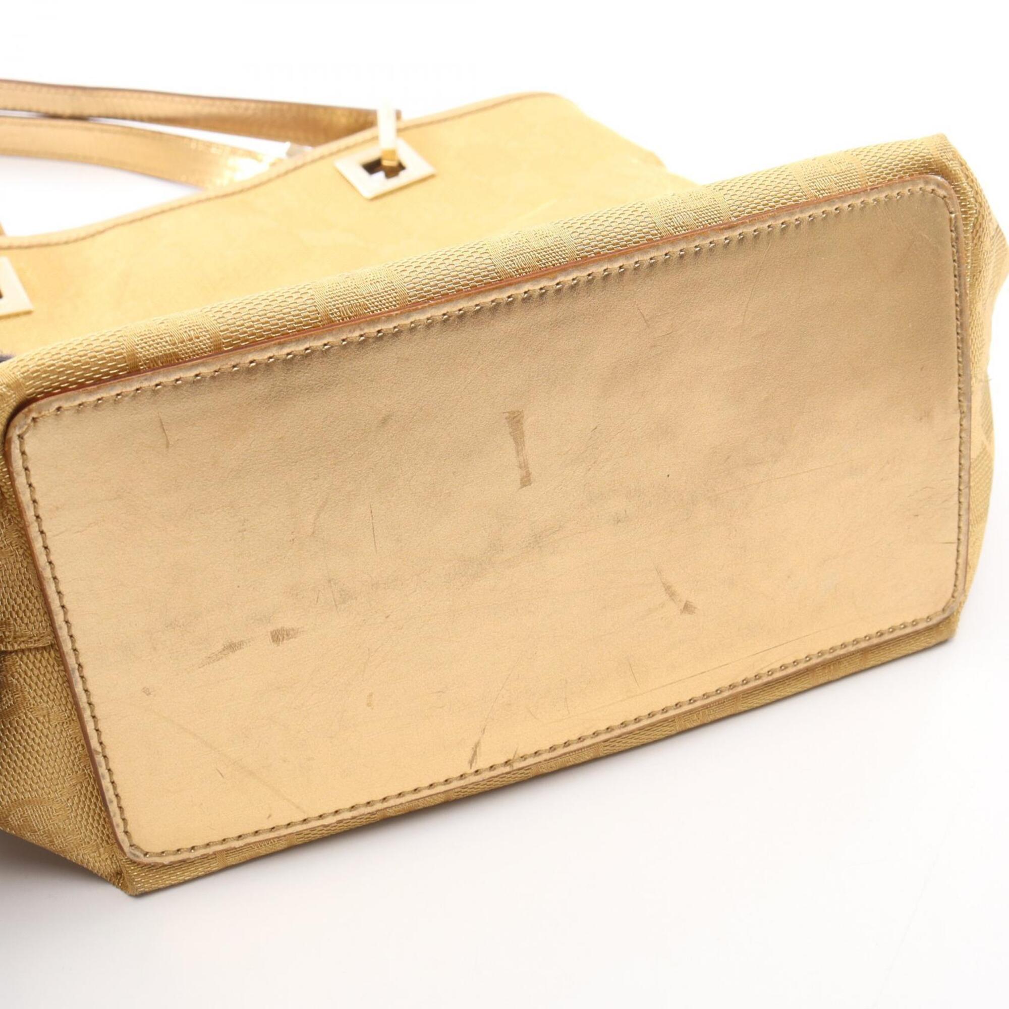 Gucci Gold Canvas Leather Handbag Tote Bag (Pre-Owned)
