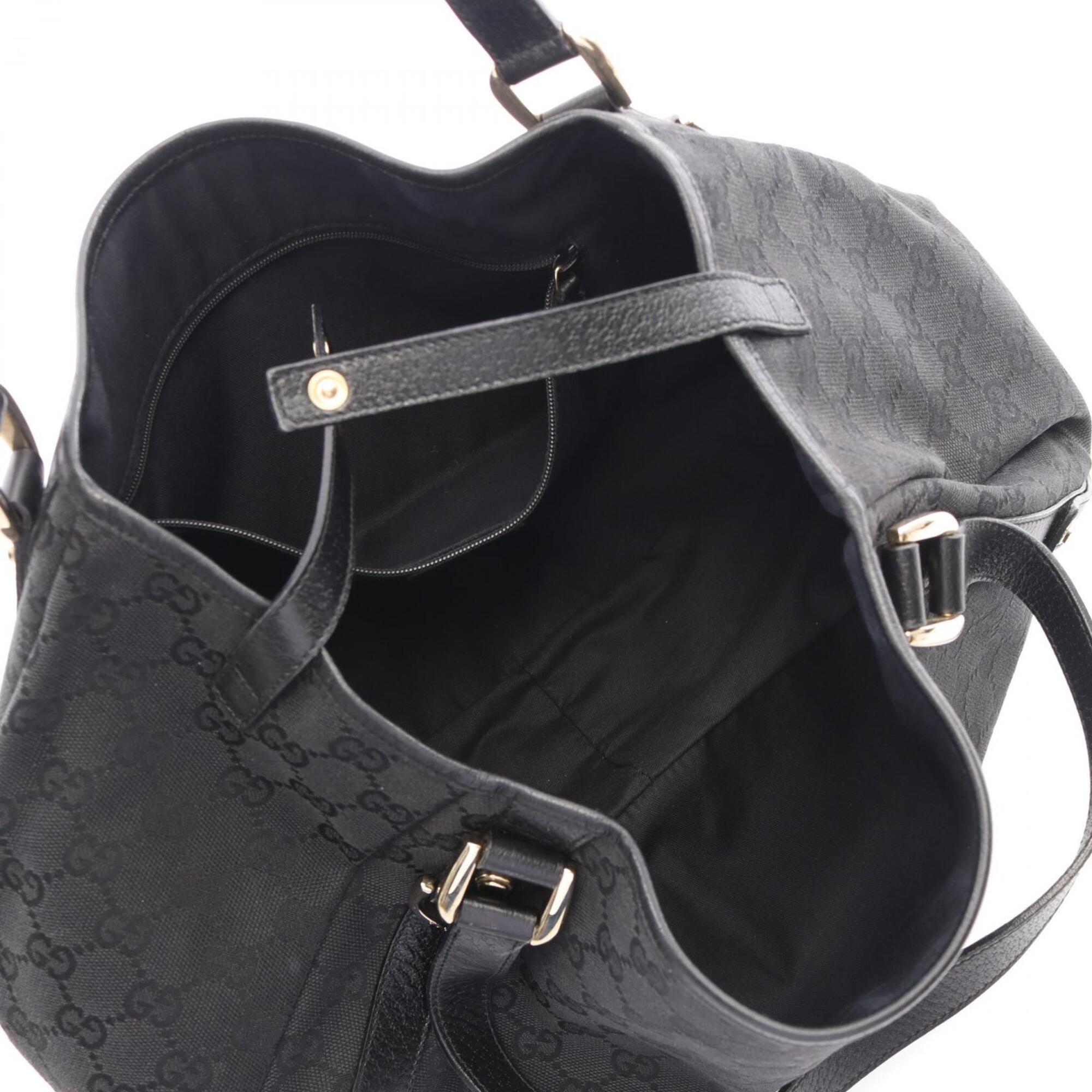 Gucci Black Canvas Leather Shoulder Bag (Pre-Owned)