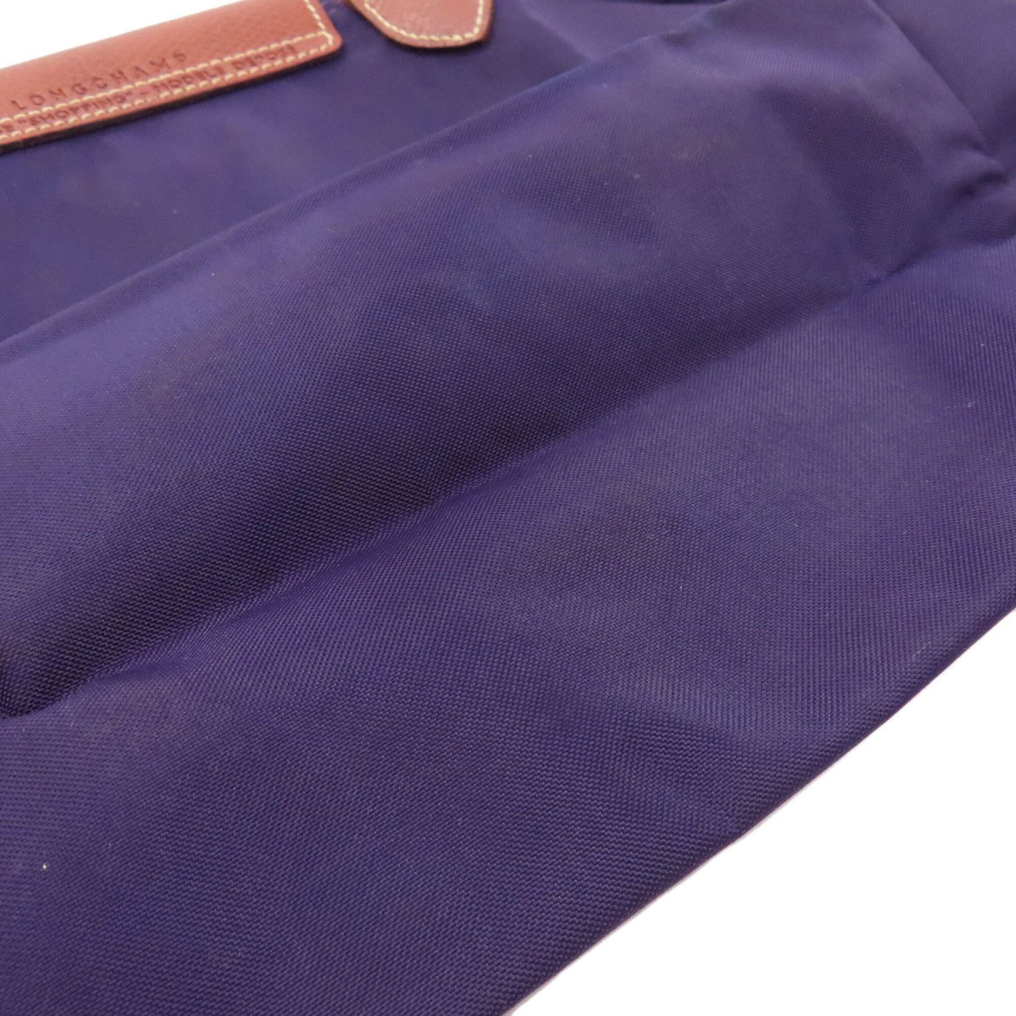 Longchamp Le Pliage Brown Purple Nylon Handbag (Pre-Owned)