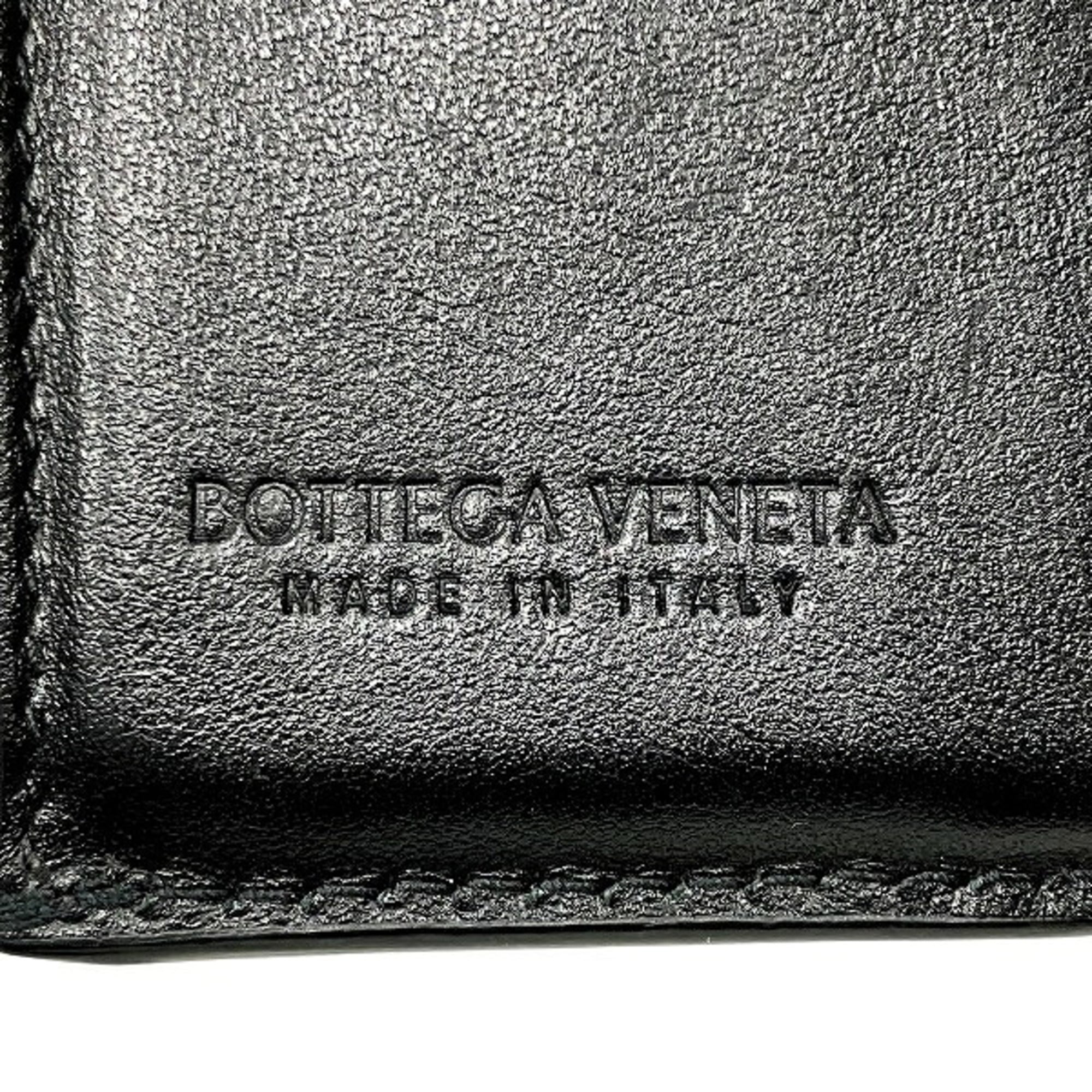 Bottega Veneta Black Leather Coin Purse/Coin Case (Pre-Owned)