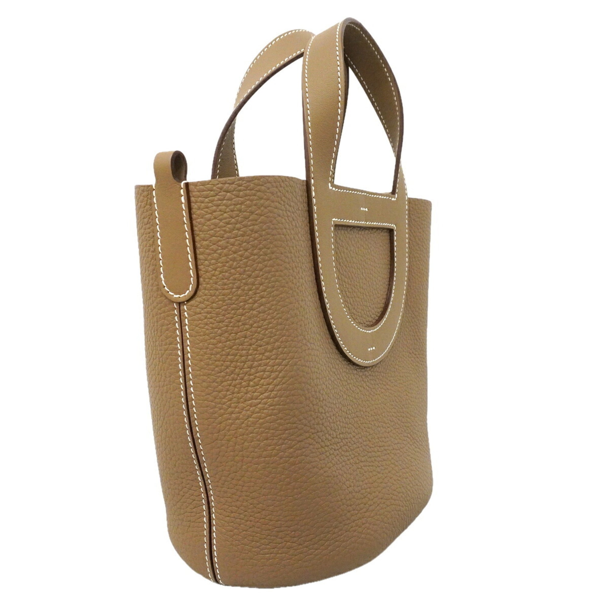 Hermes Etoupe Gray Taurillon Clemence Leather Swift Leather Handbag (Pre-Owned)