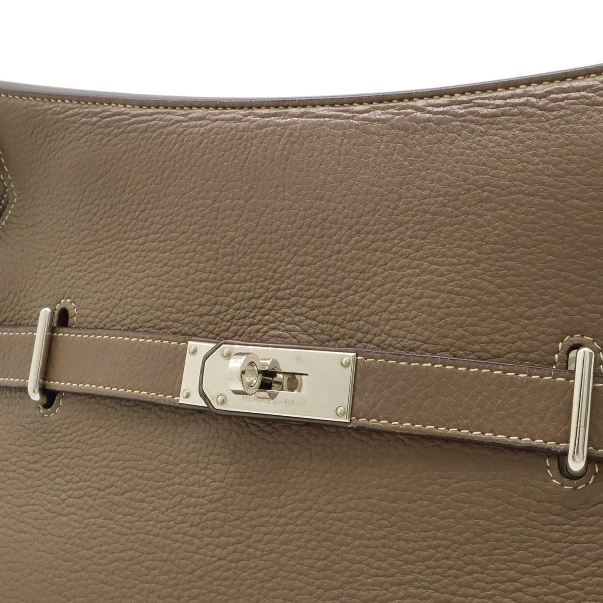 Hermes Etoupe Gray Taurillon Clemence Leather Handbag Shoulder Bag (Pre-Owned)