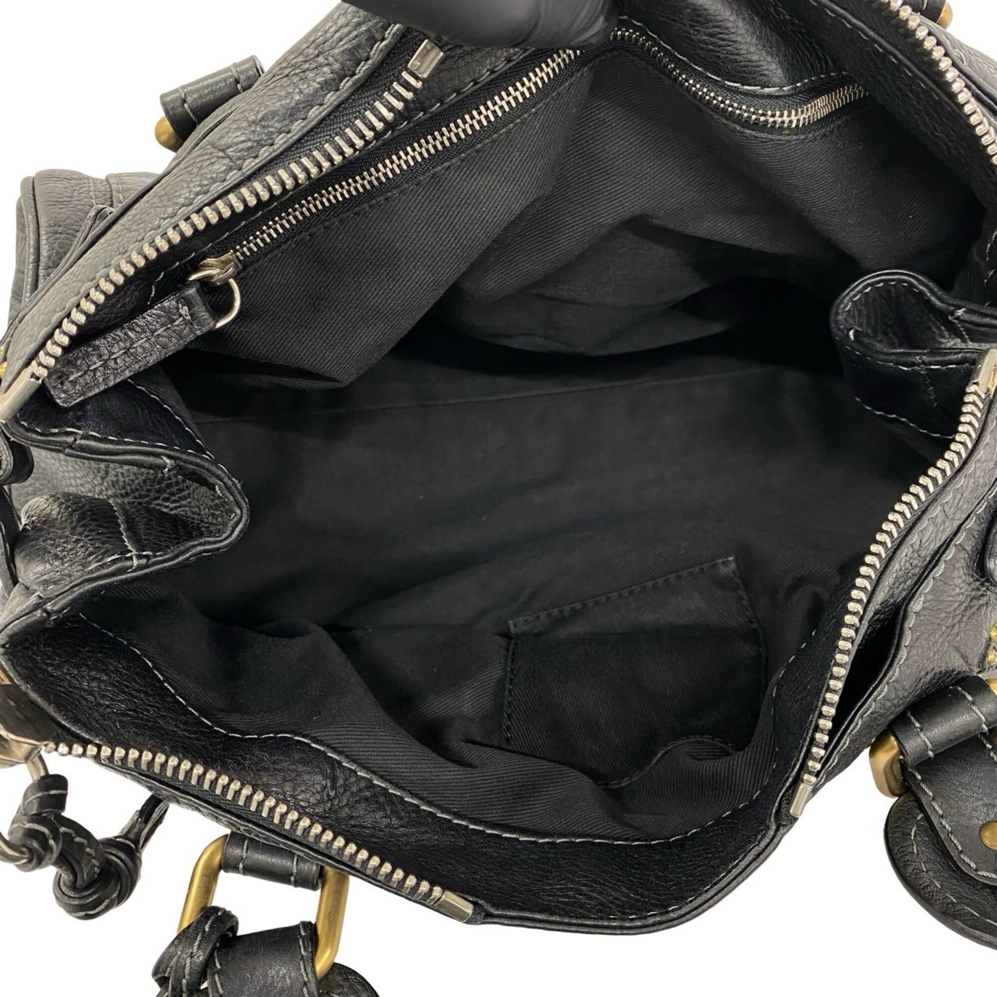 Chloé Black Leather Boston Bag Handbag (Pre-Owned)