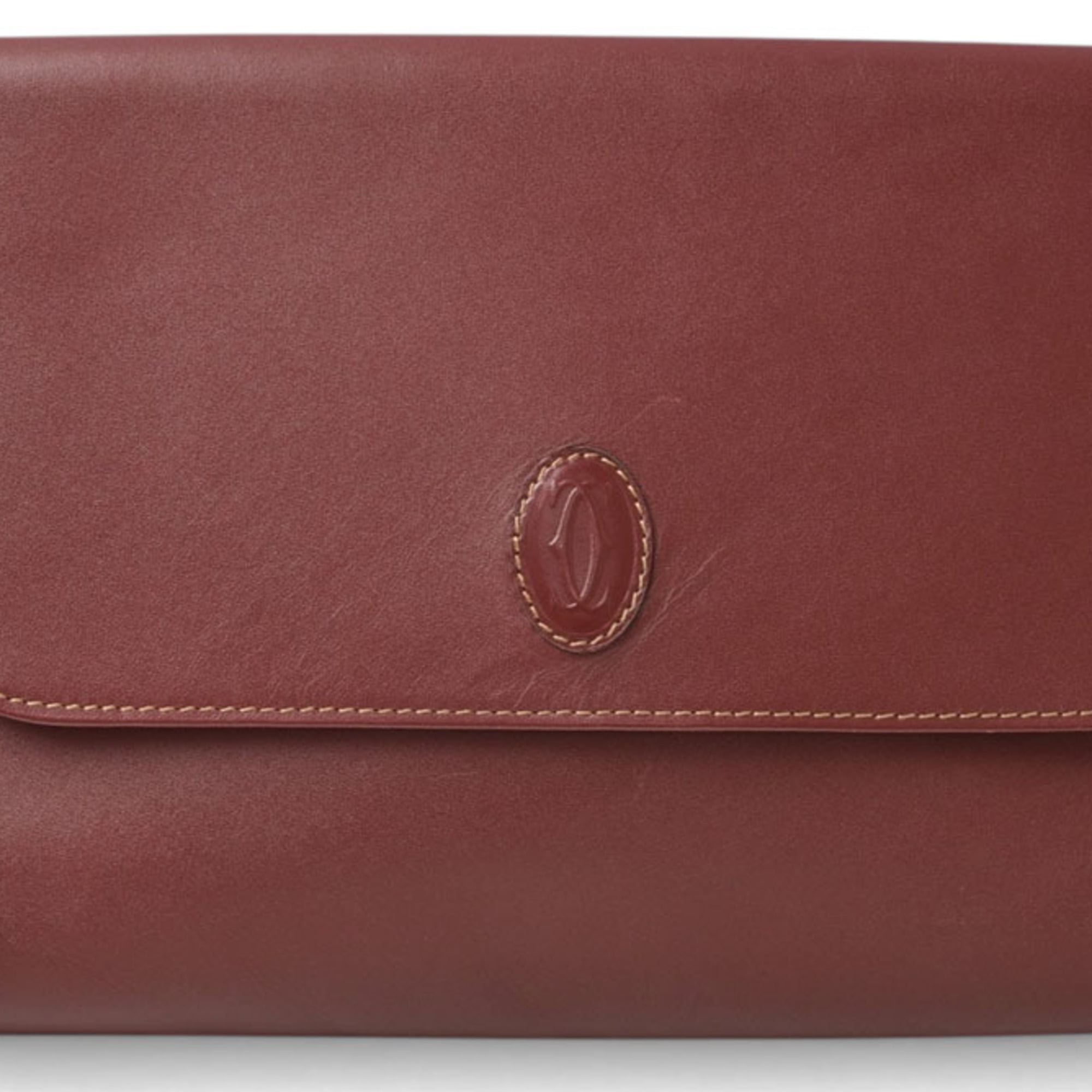 Cartier Bordeaux Leather Clutch Bag (Pre-Owned)