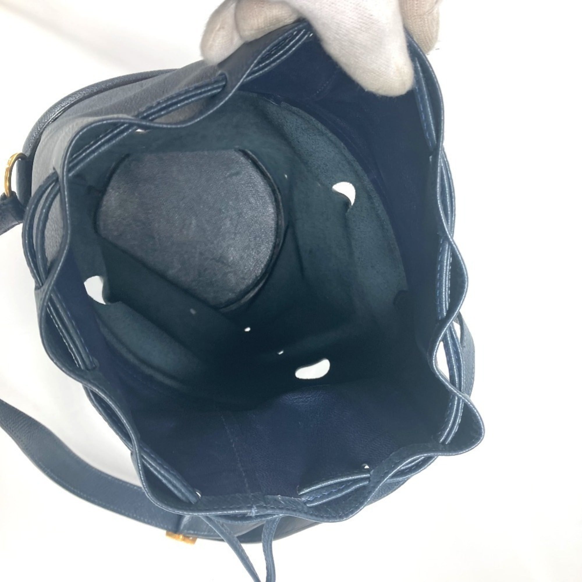 Hermes Navy Leather Shoulder Bag (Pre-Owned)