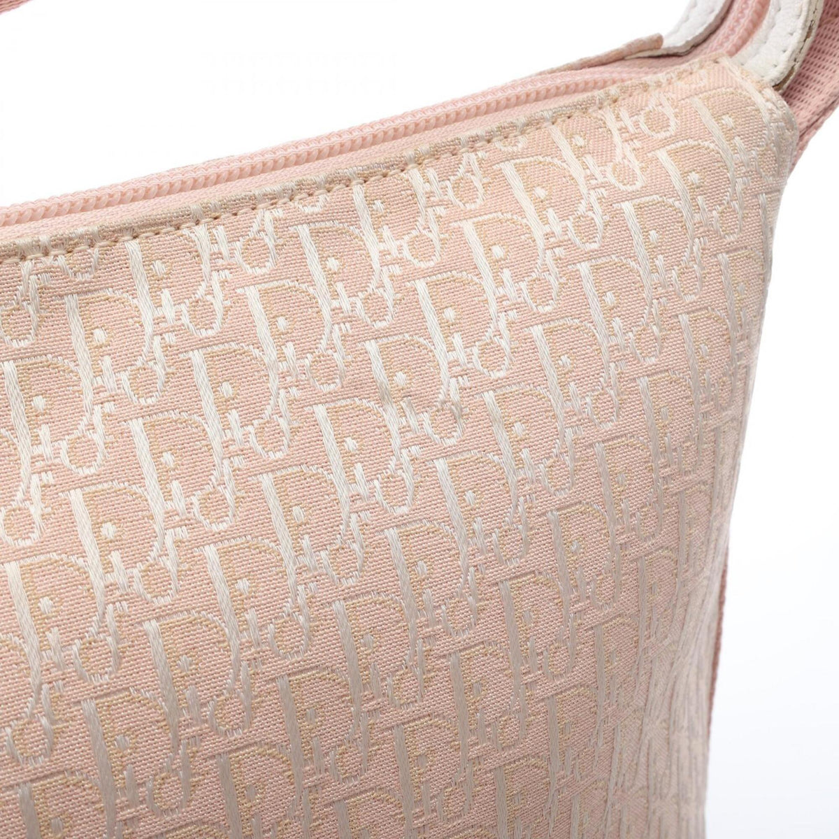 Christian Dior Pink White Canvas Leather Handbag Messenger Bag Shoulder Bag (Pre-Owned)