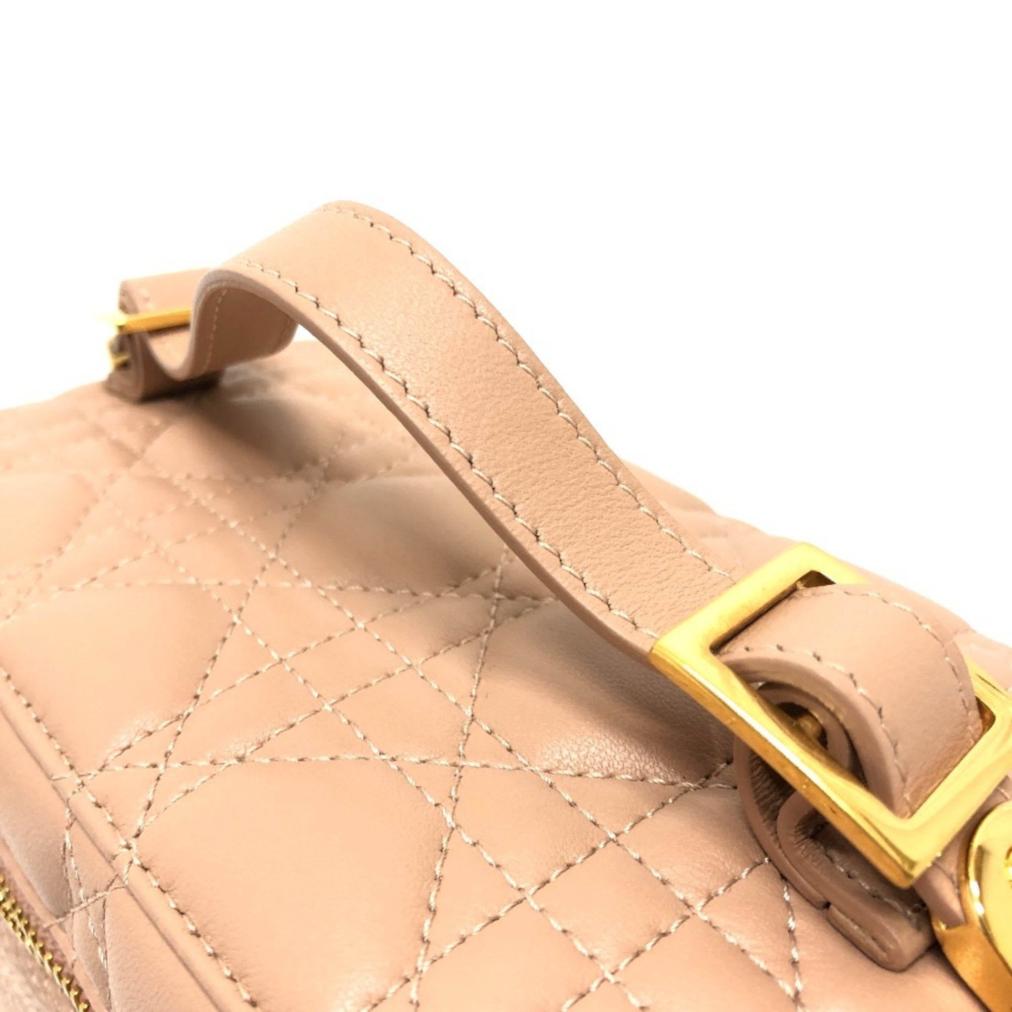 Christian Dior Cannage/Lady Dior Pink Canvas Leather Handbag Vanity Bag (Pre-Owned)