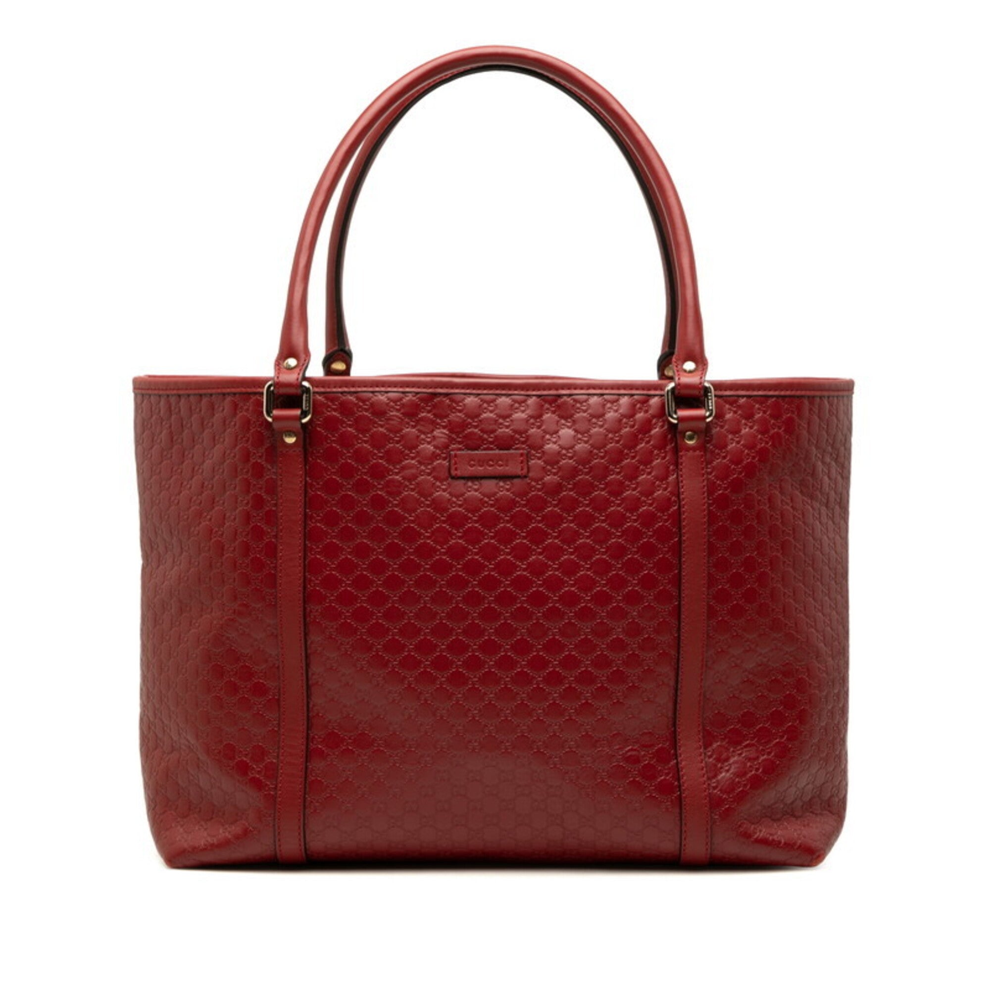 Gucci Red Color Leather Shoulder Bag Tote Bag (Pre-Owned)